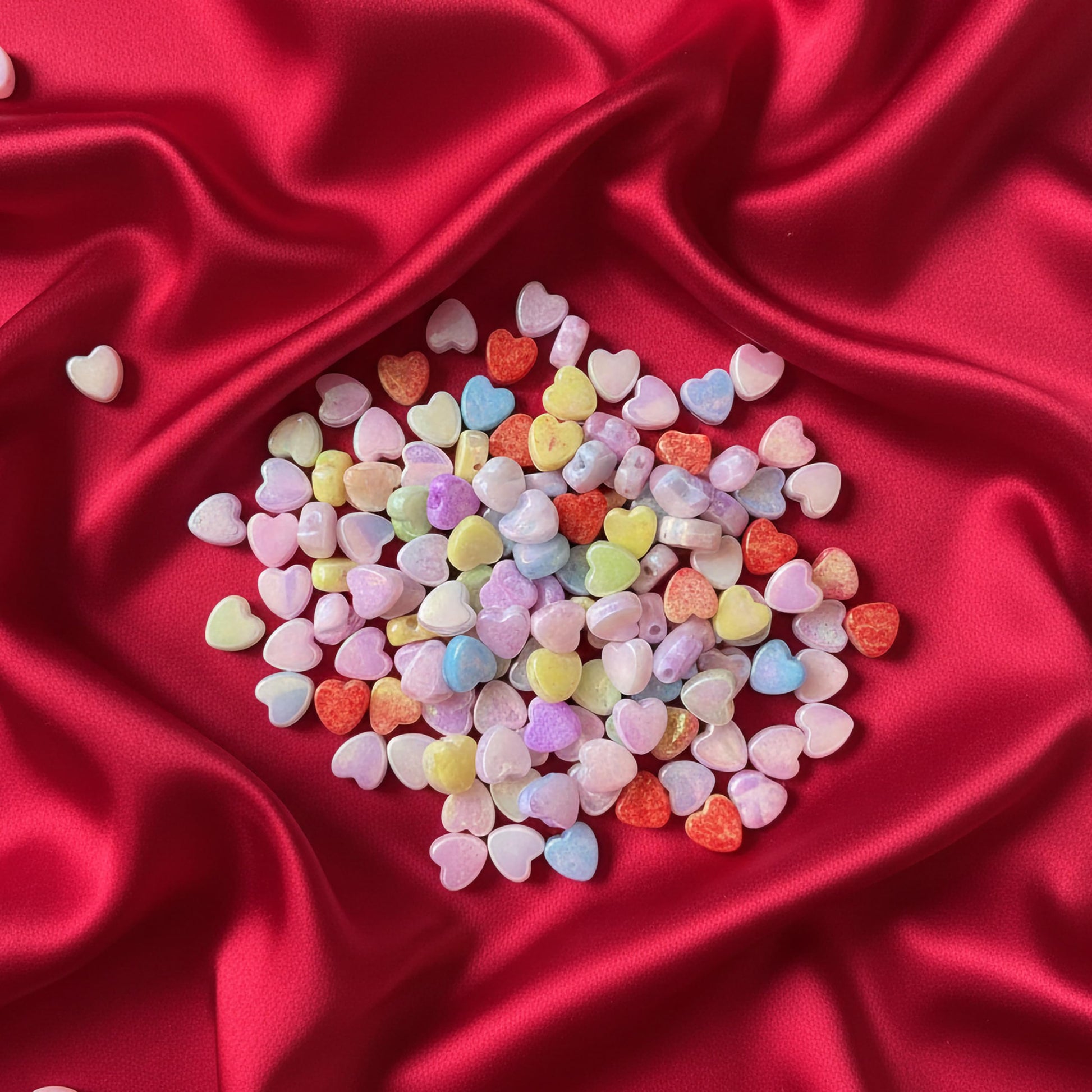 DIY Heart Beads for Jewelry Making, Iridescent Acrylic Heart Multicolor image 5