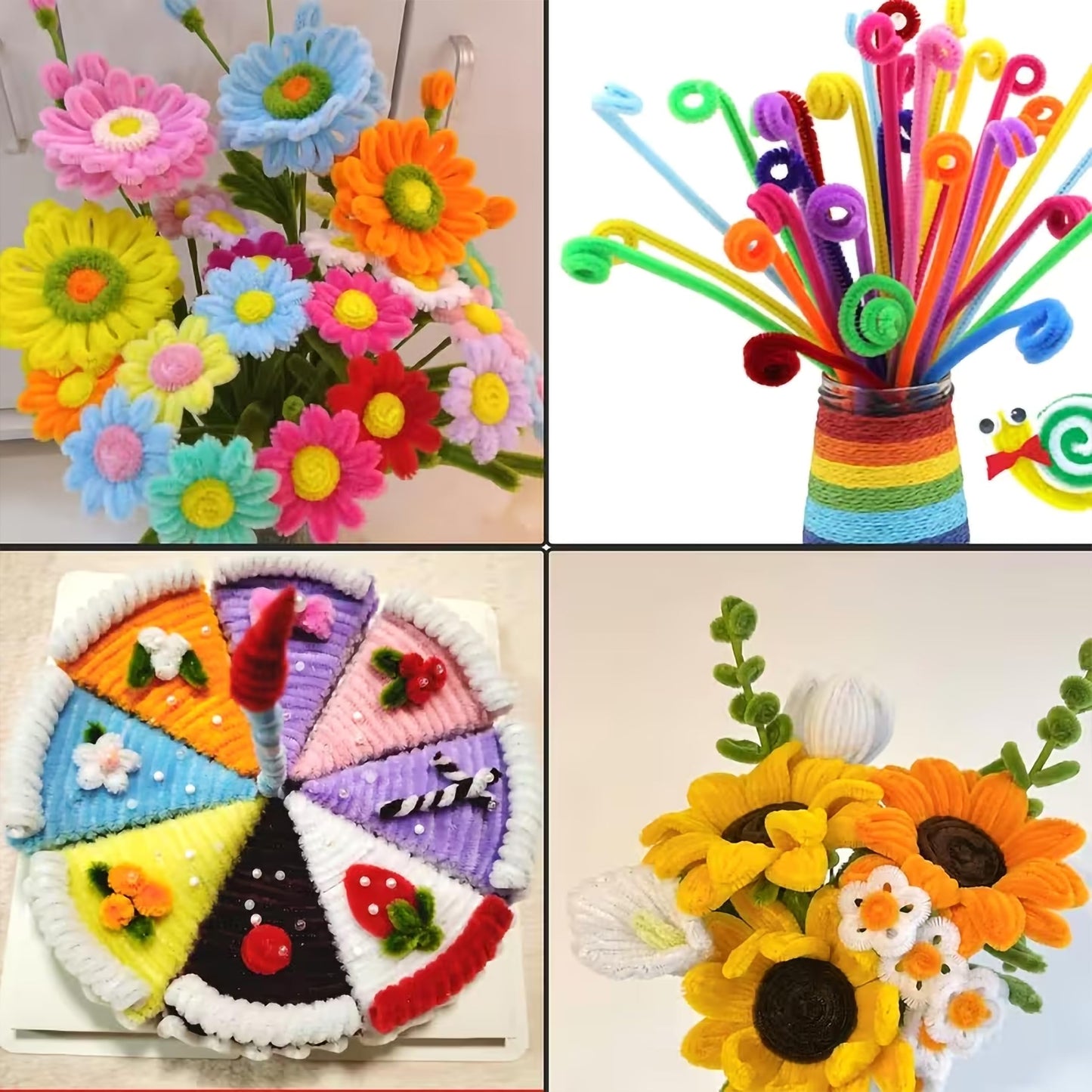 Make DIY decoration look more detailed with soft fuzzy stems for kids creative projects for easy project planning.