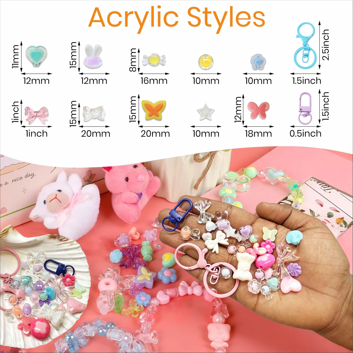 DIY Phone Charm Making Kit with Beads and Charms, Keychain MULTICOLOUR 02 image 3