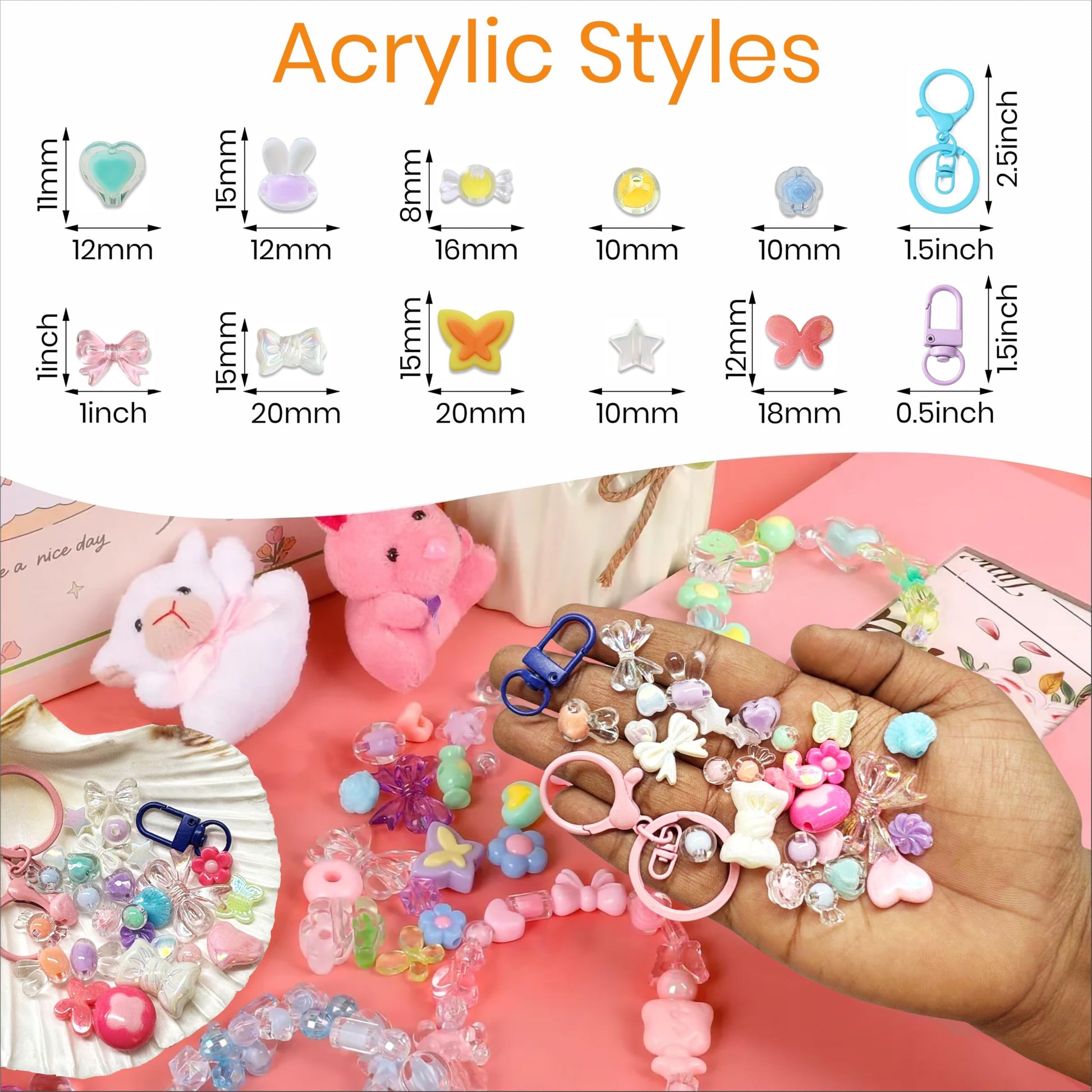 DIY Phone Charm Making Kit with Beads and Charms, Keychain MULTICOLOUR 02 image 3