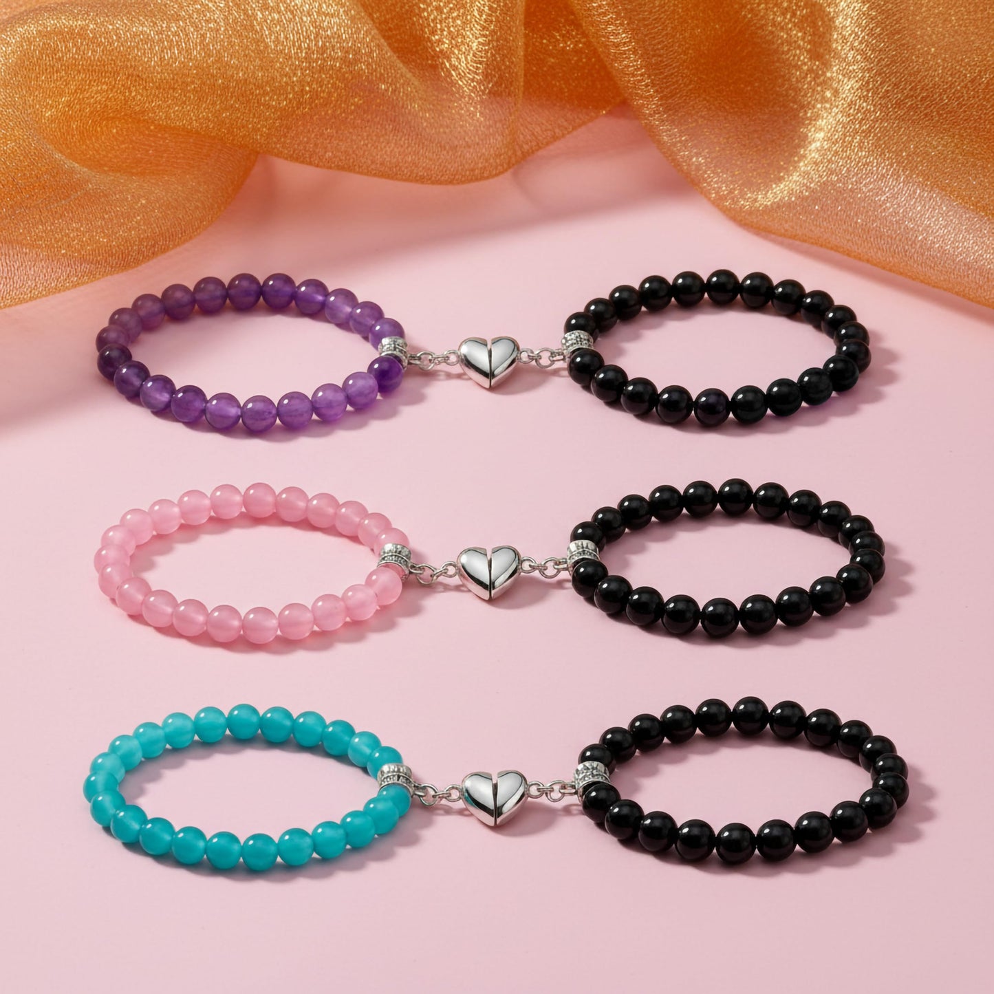 Gift a simple bonding accessory with 3-pair magnetic bracelets for friends.