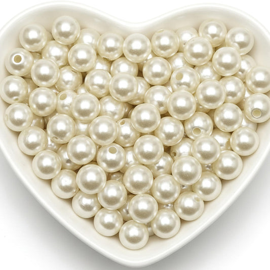 10mm White Pearl Beads for Jewellery Making Plastic Moti White 10MM product image