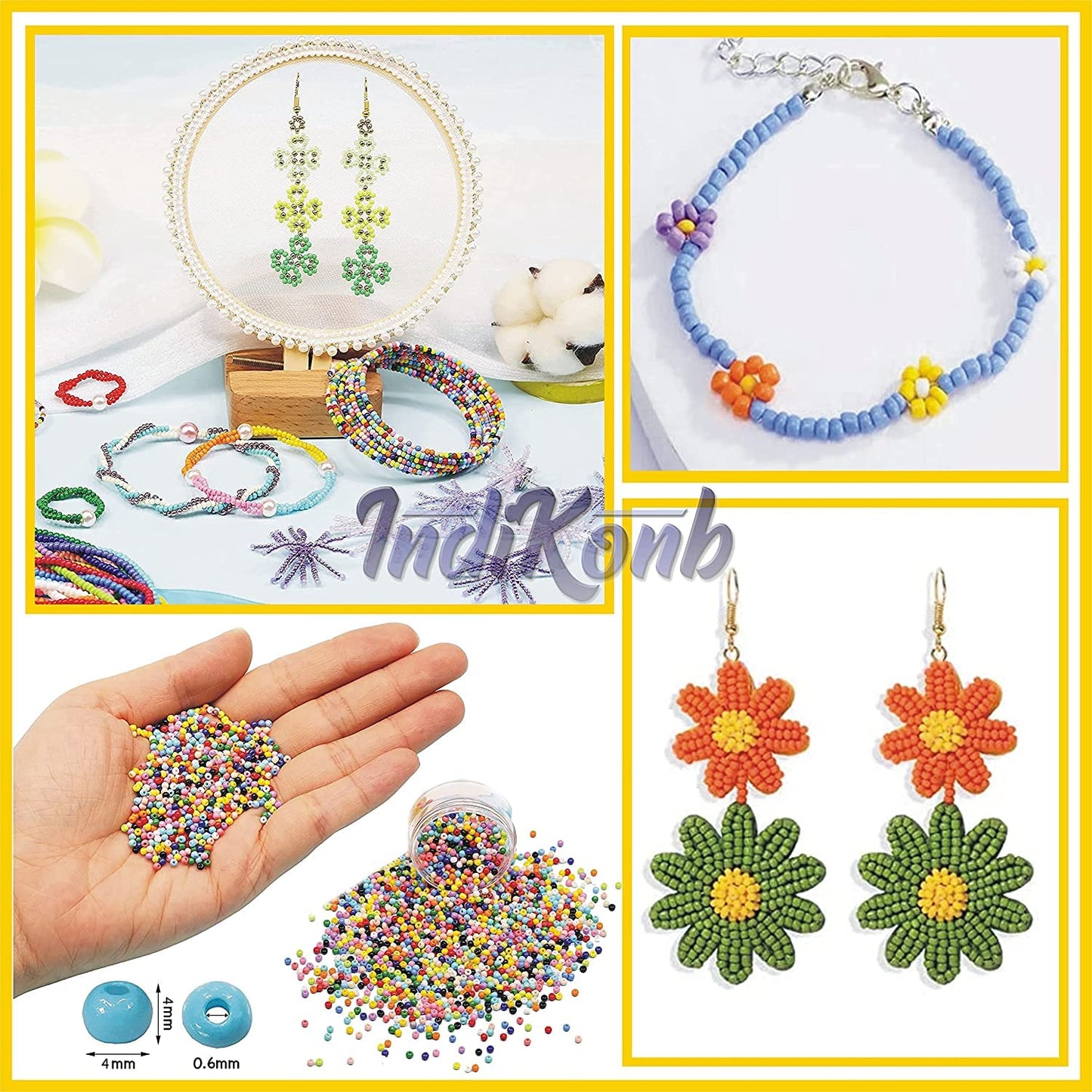 Beads Jewellery Making Set for Craft | Seed Beads, Spacers, and Charms