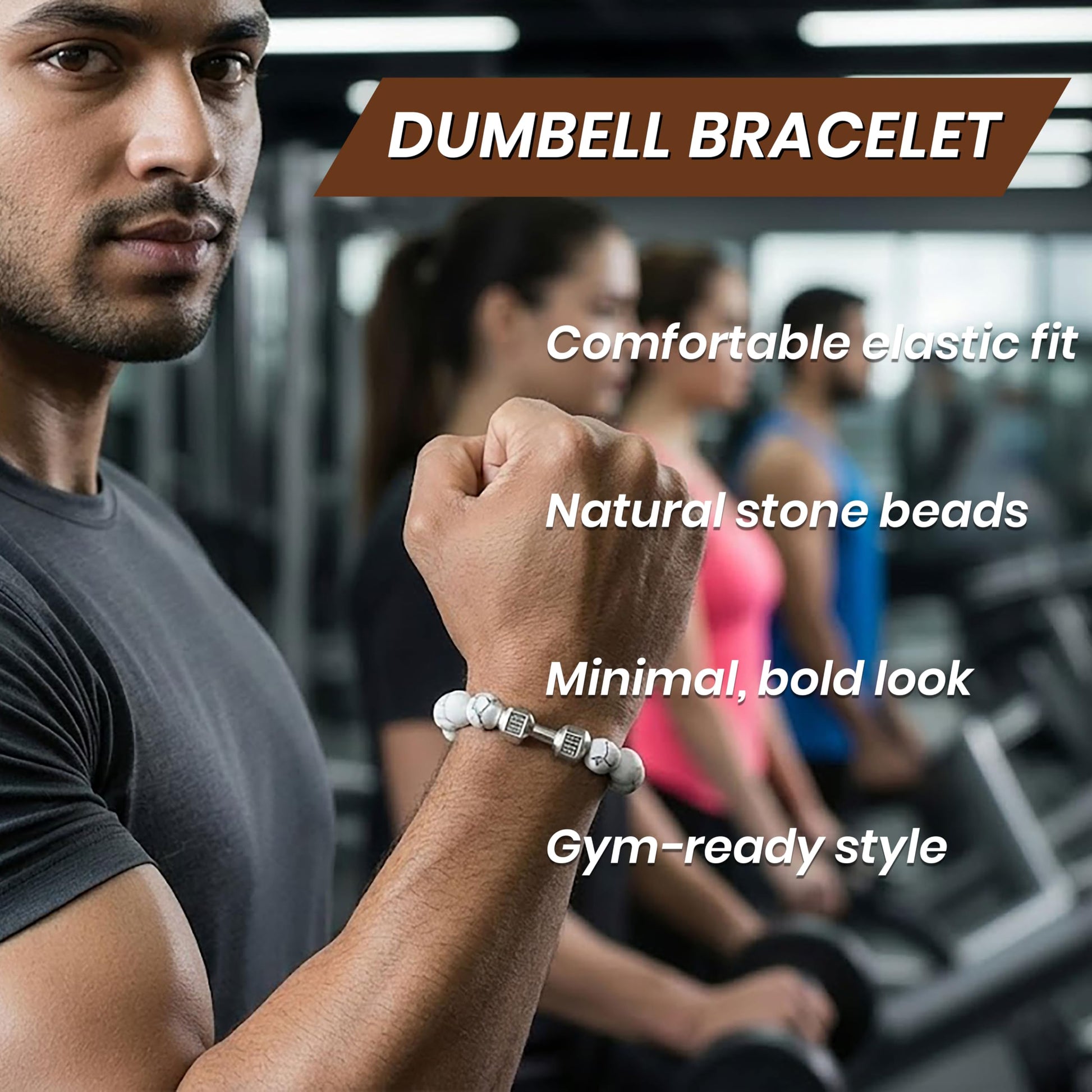 Dumbbell Bracelet for Men & Women, Gym Lover Fitness white image 2
