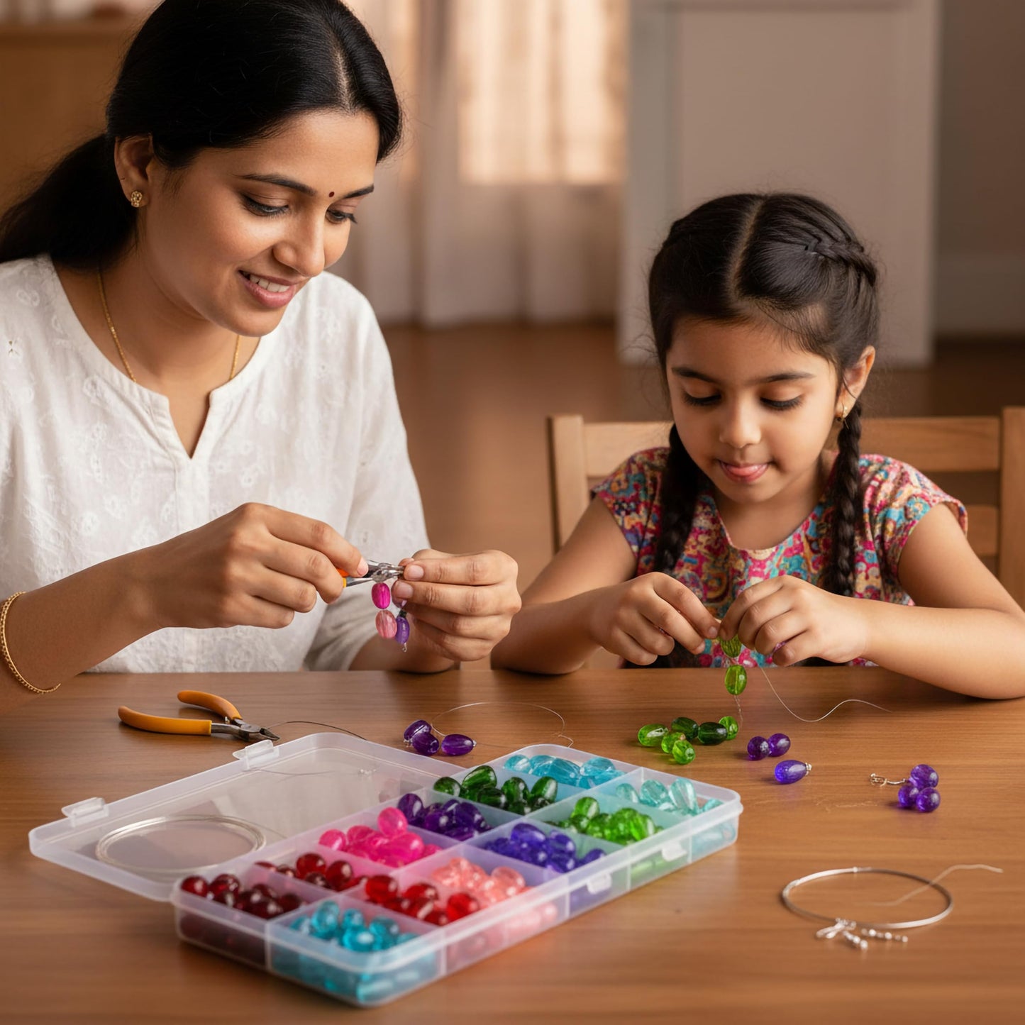 Use assorted glossy crystal-style bead pieces to add clean detail to latkan designs and DIY jewelry projects.