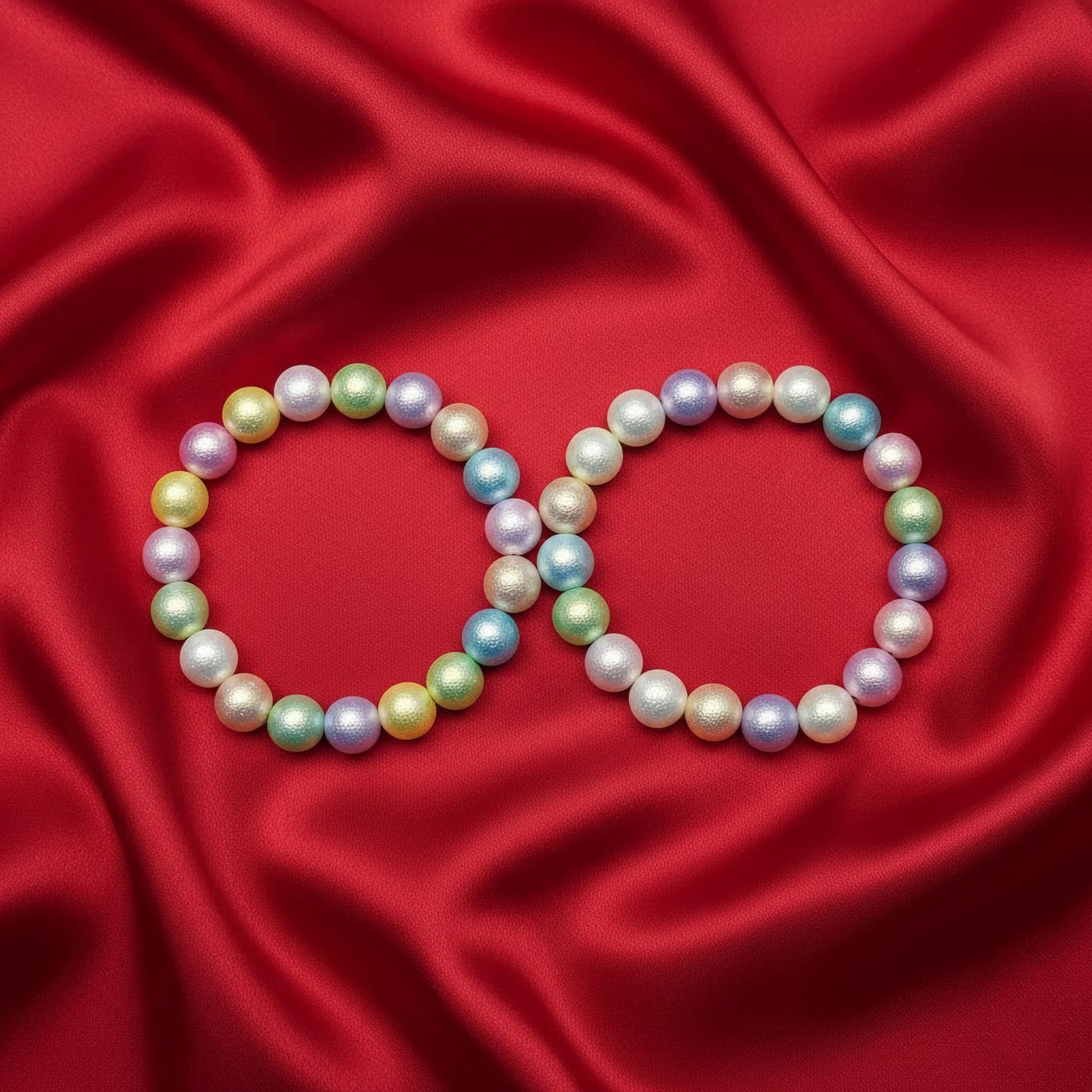 Pastel Rainbow Beaded Bracelet Combo for Girls, Elastic 2 Pcs image 3