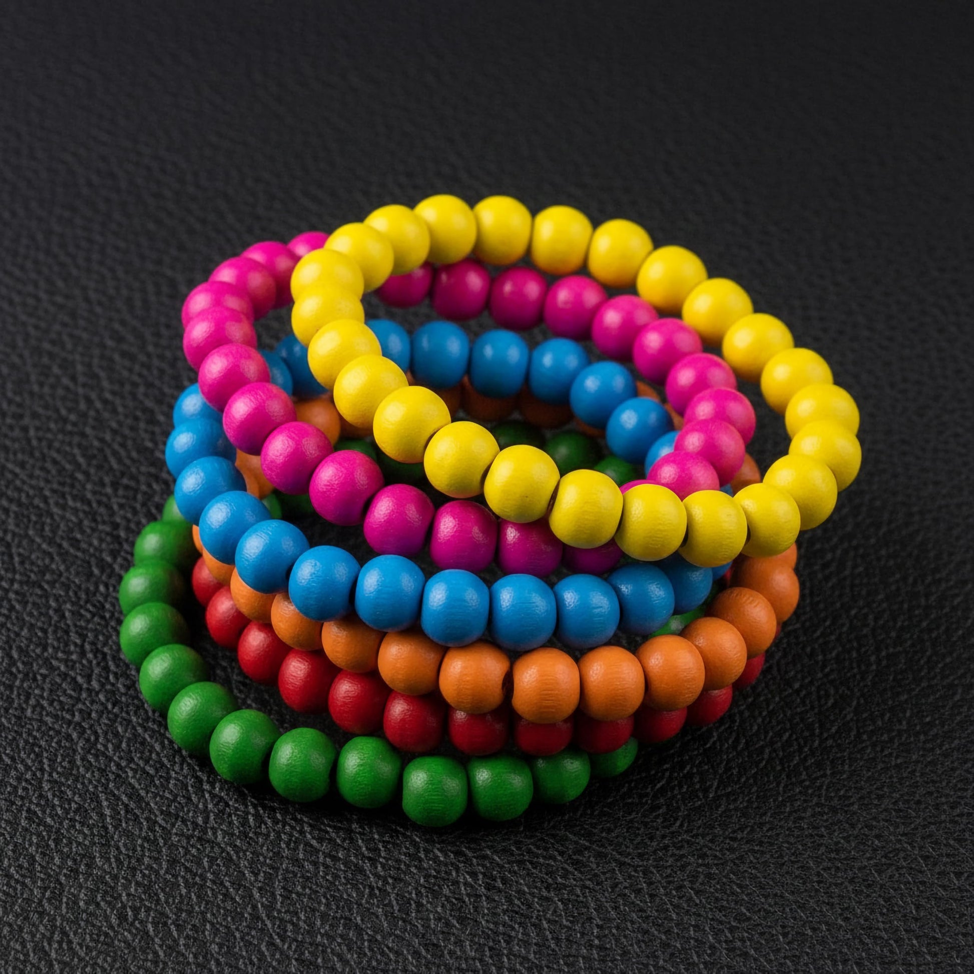 Multicolor Wooden Bead Bracelet Set for Women & Girls Multicolour image 4