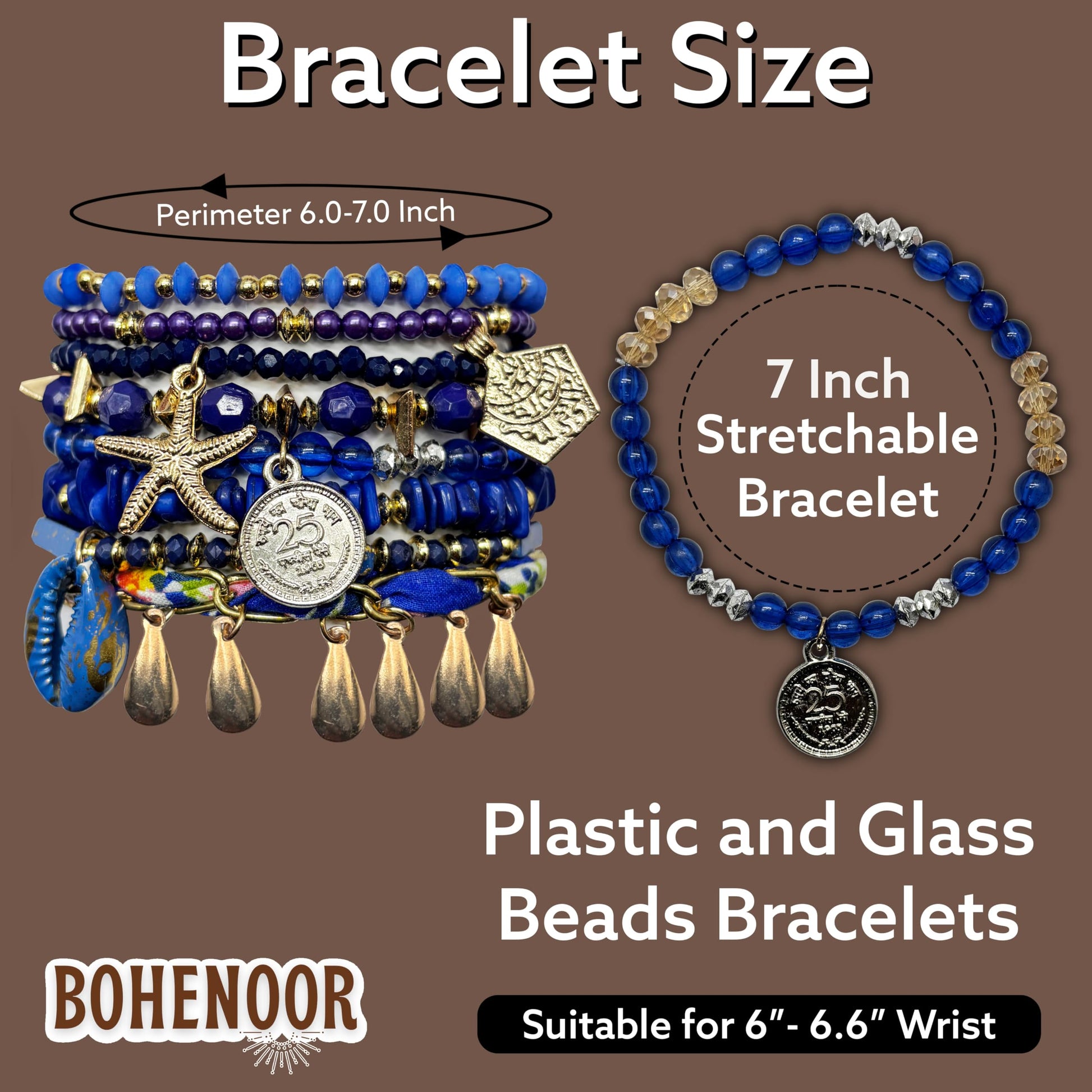 Bohemian Blue Stacked Beads Bracelet Set for Women & Girls image 6
