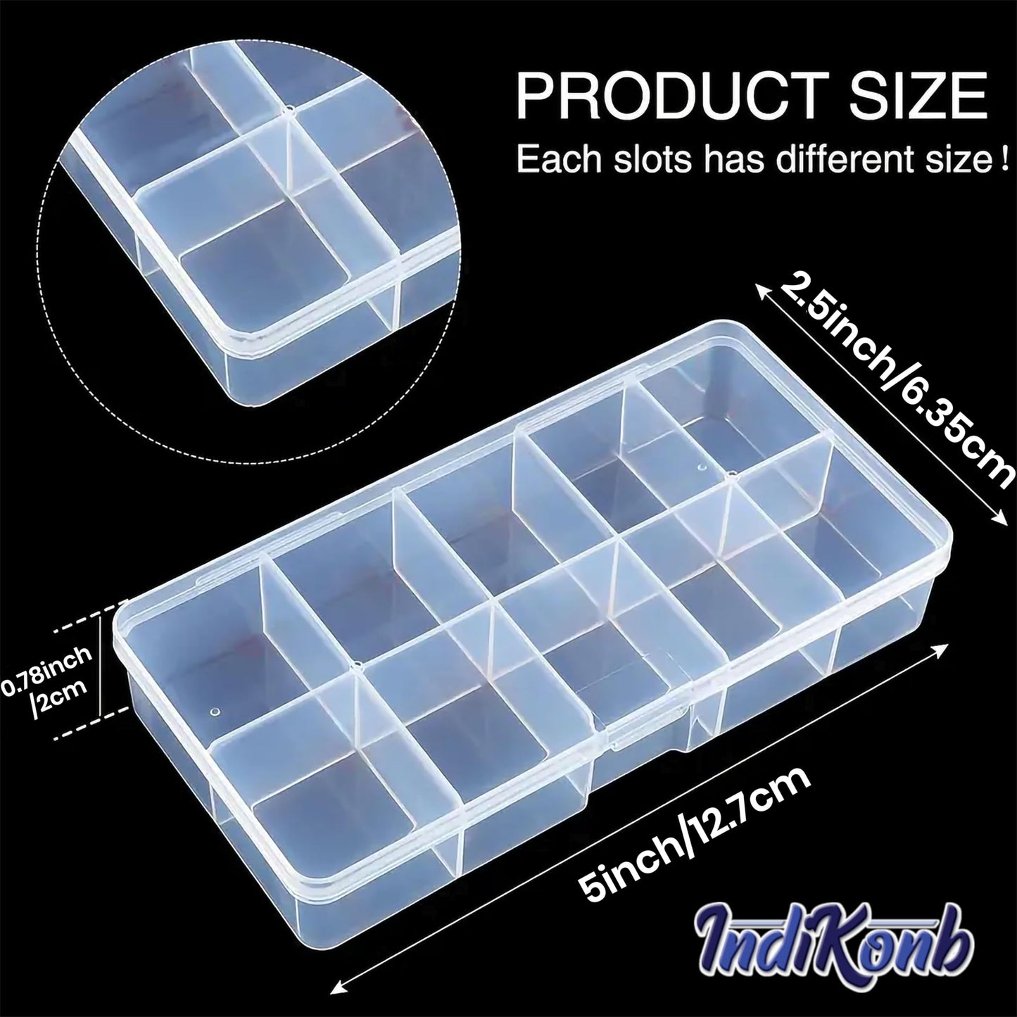1015 Cells Transparent Plastic Organizer Box with Compartments. Alternate angle image showing product appearance and use.