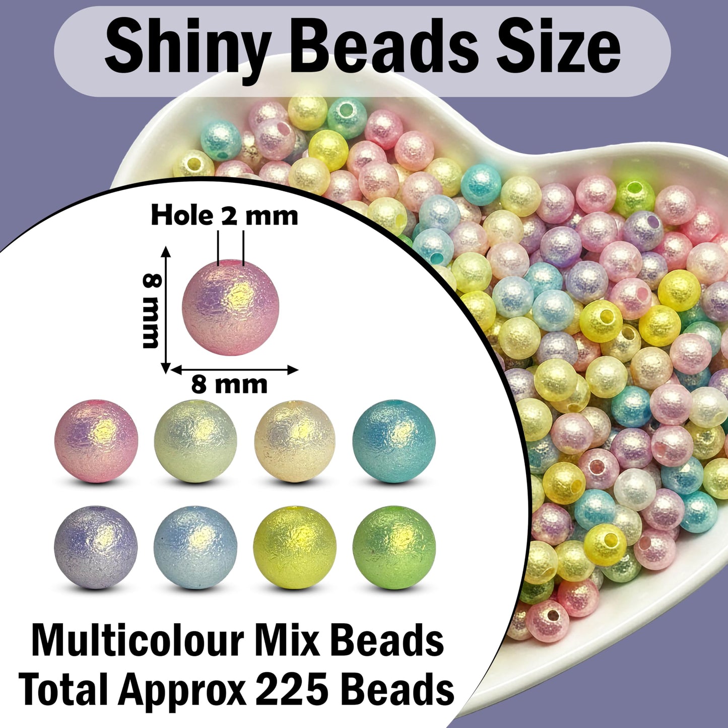 Multicolor Glossy Pearl Beads for Jewelry Making, Round Multicolour 8MM image 2