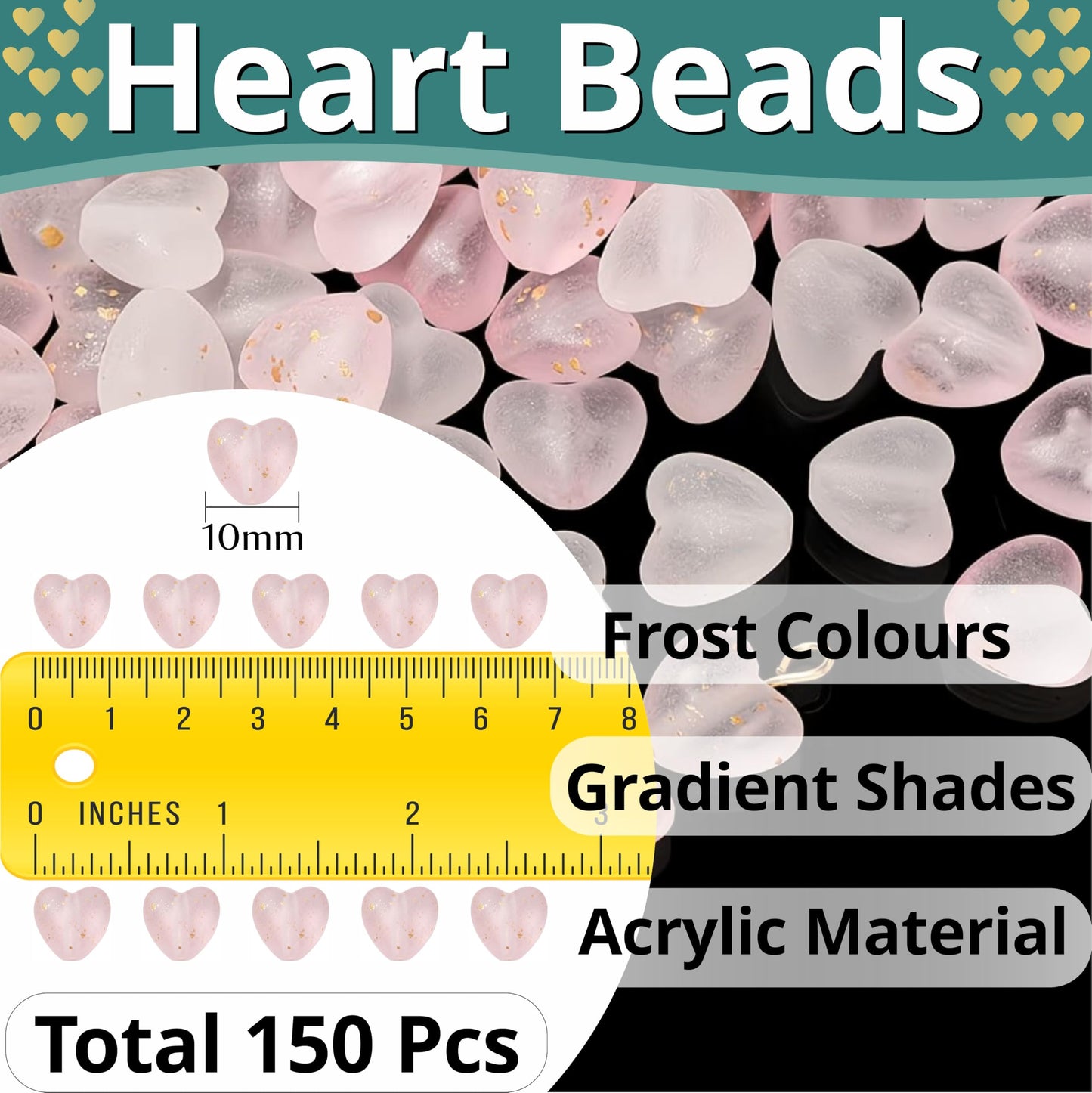 Add eye-catching detail to phone charm craft and DIY jewelry using light pink foil frosted heart accents.