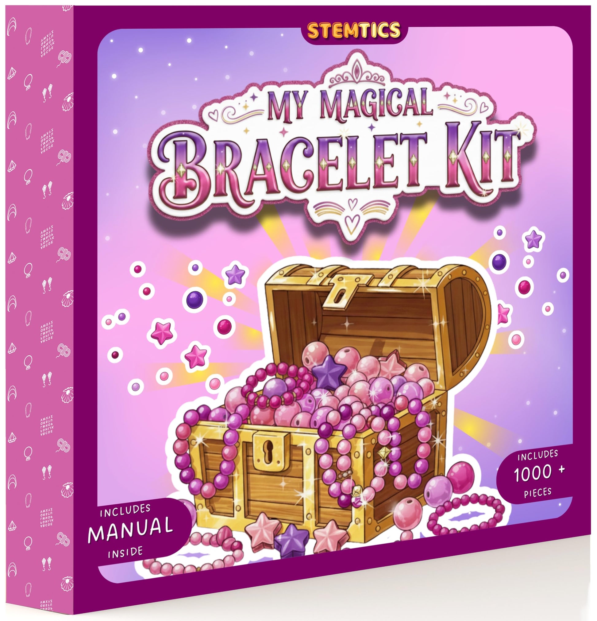 Multicolor Bracelet Making Set for Girls Age 8-12 Years Old with Beads Acrylic. Close-up image showing color, shape, finish, and texture details.