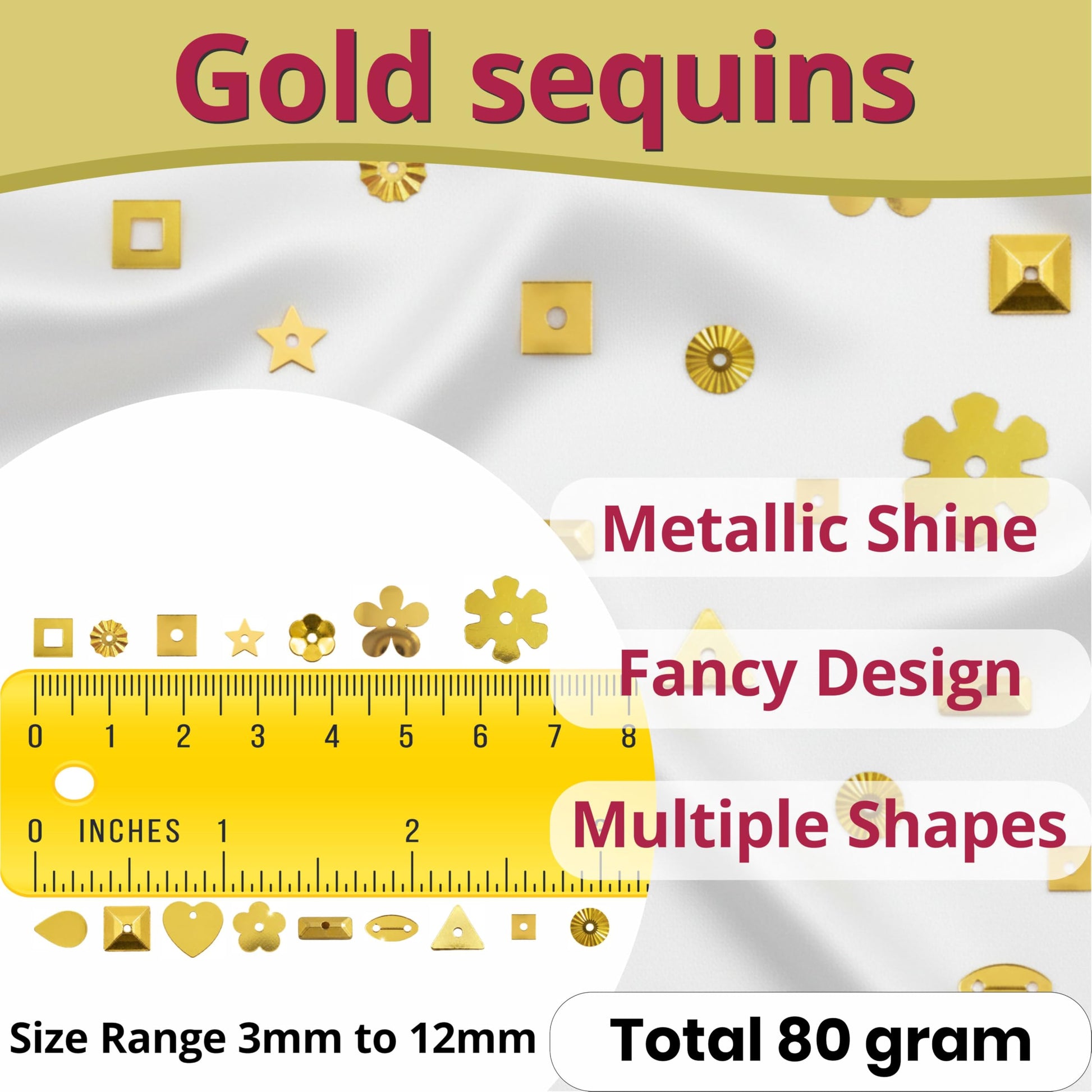 These shiny gold aari work sparkle pieces bring embroidery sparkle to maggam work and dress decoration.