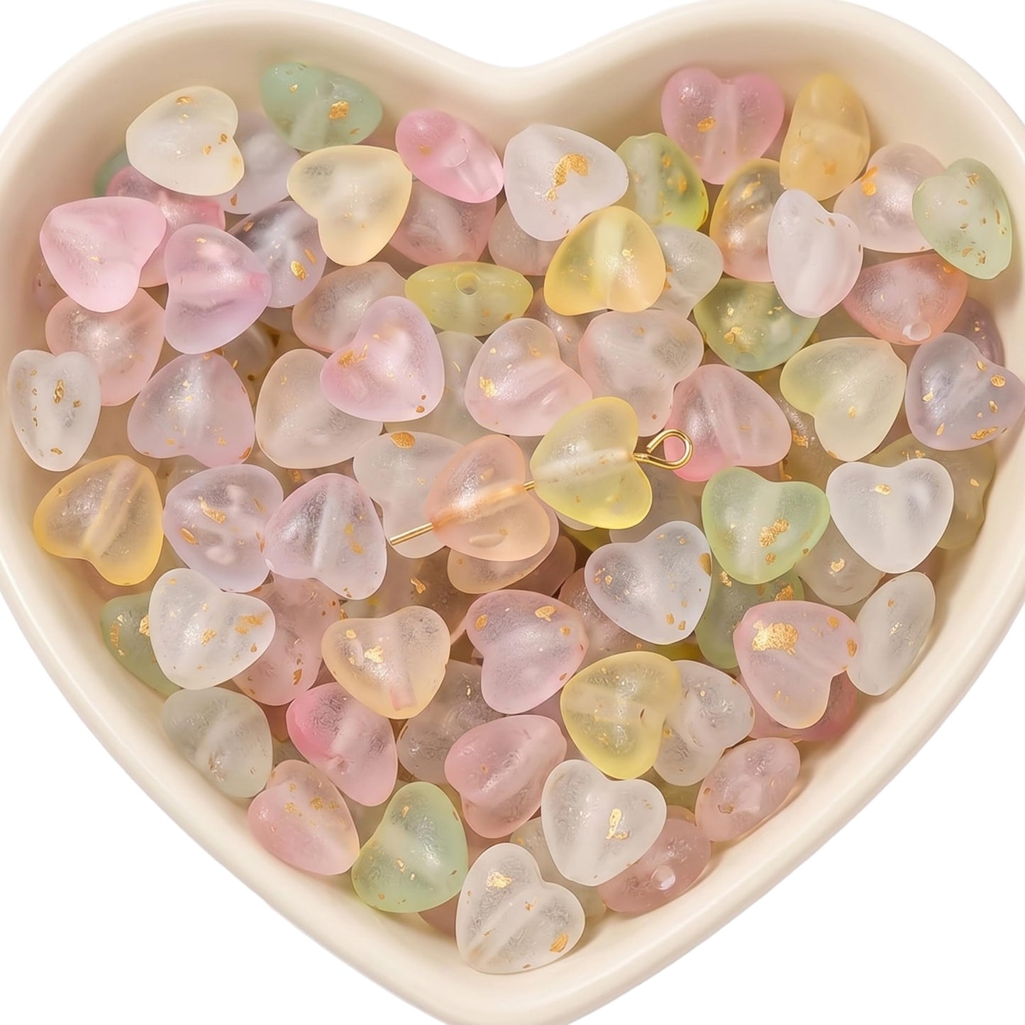 Style bracelet making and phone charm craft with multicolour foil heart bead charms and a neat craft finish.