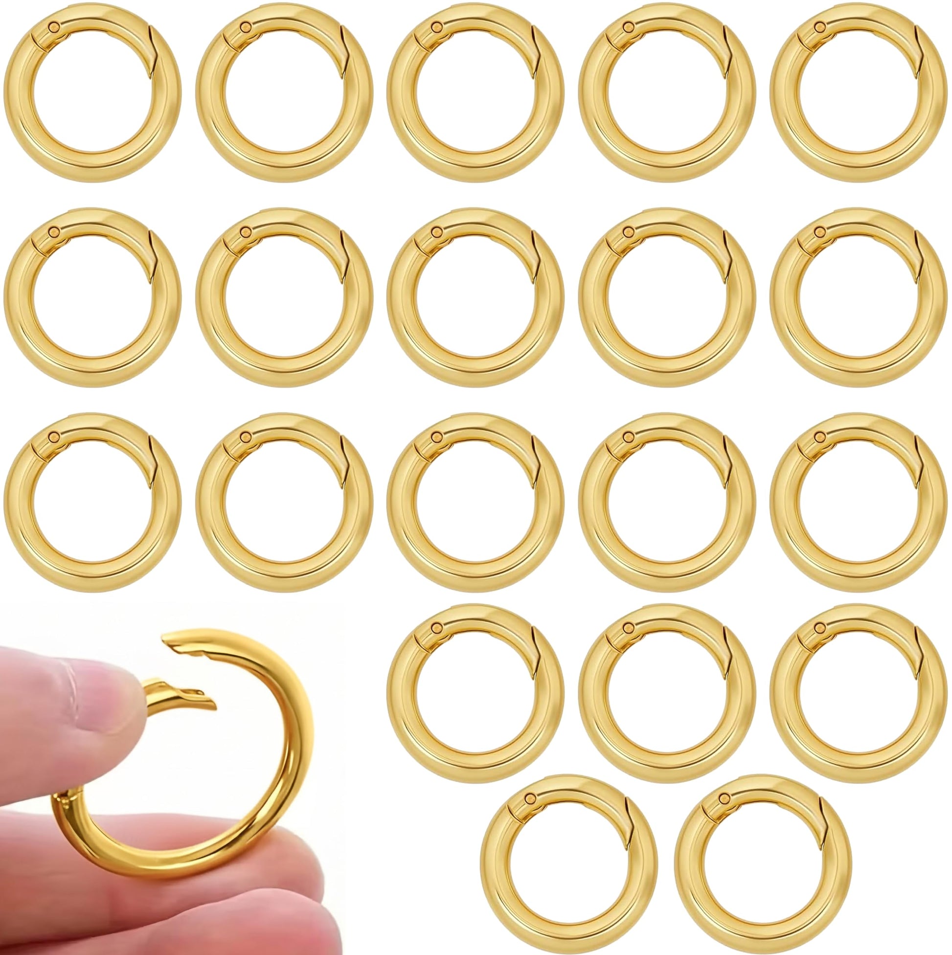 Gold tone round clip hardware pieces turn bag charms into more expressive craft work.