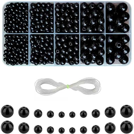 With black and white 4mm, 5mm, 6mm, 8mm, 10mm and 3mm beads, bracelet making, necklace making and DIY jewellery projects gets a clean decorative look.