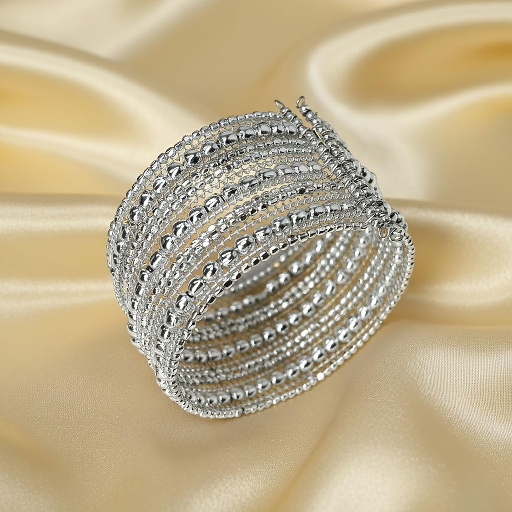 Cuff Bracelet for Women & Girls, Chunky Kada Bangle SILVER image 4