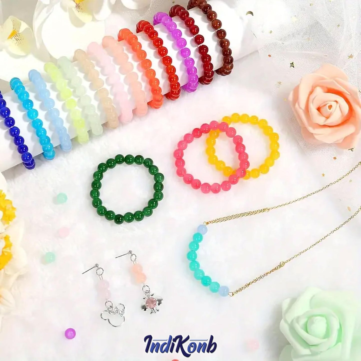 Light sea green and pearl 8mm beads work naturally in DIY jewellery projects, beading craft and decorative craft finishing and help keep the design neat.
