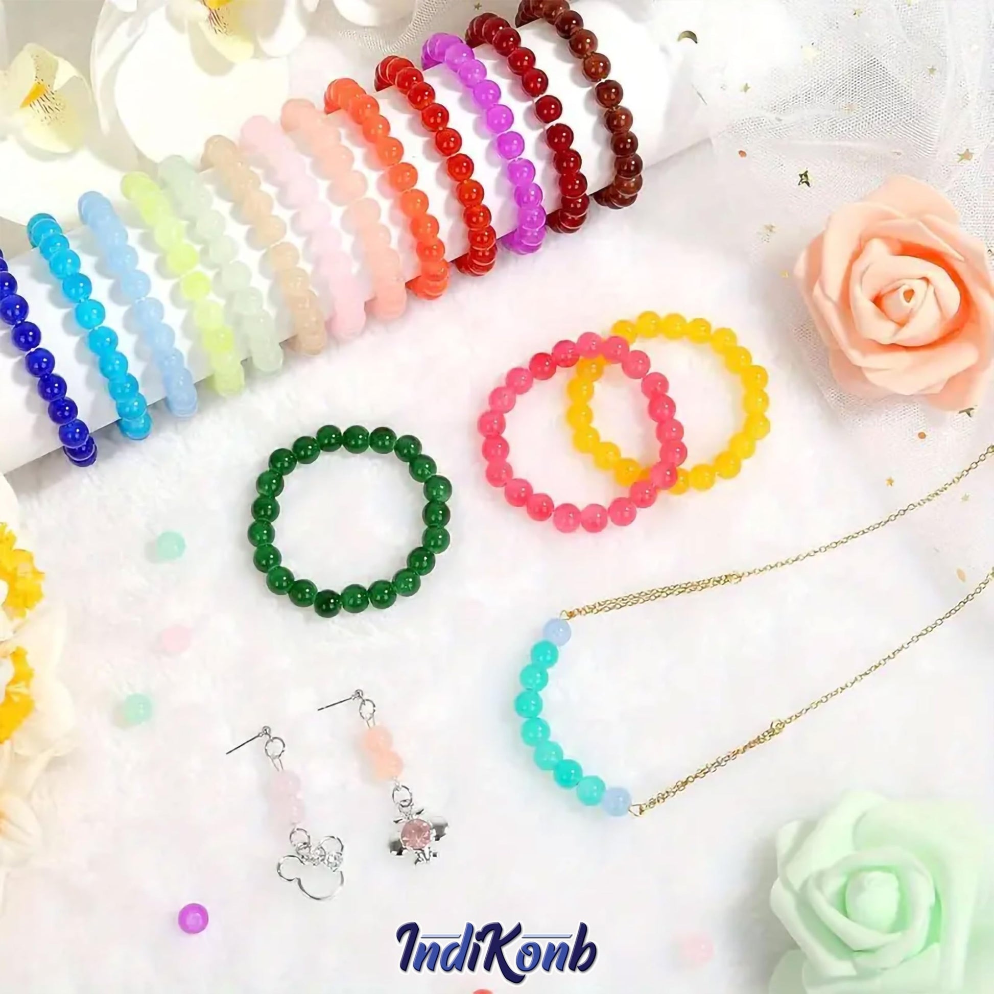 Light sea green and pearl 8mm beads work naturally in DIY jewellery projects, beading craft and decorative craft finishing and help keep the design neat.