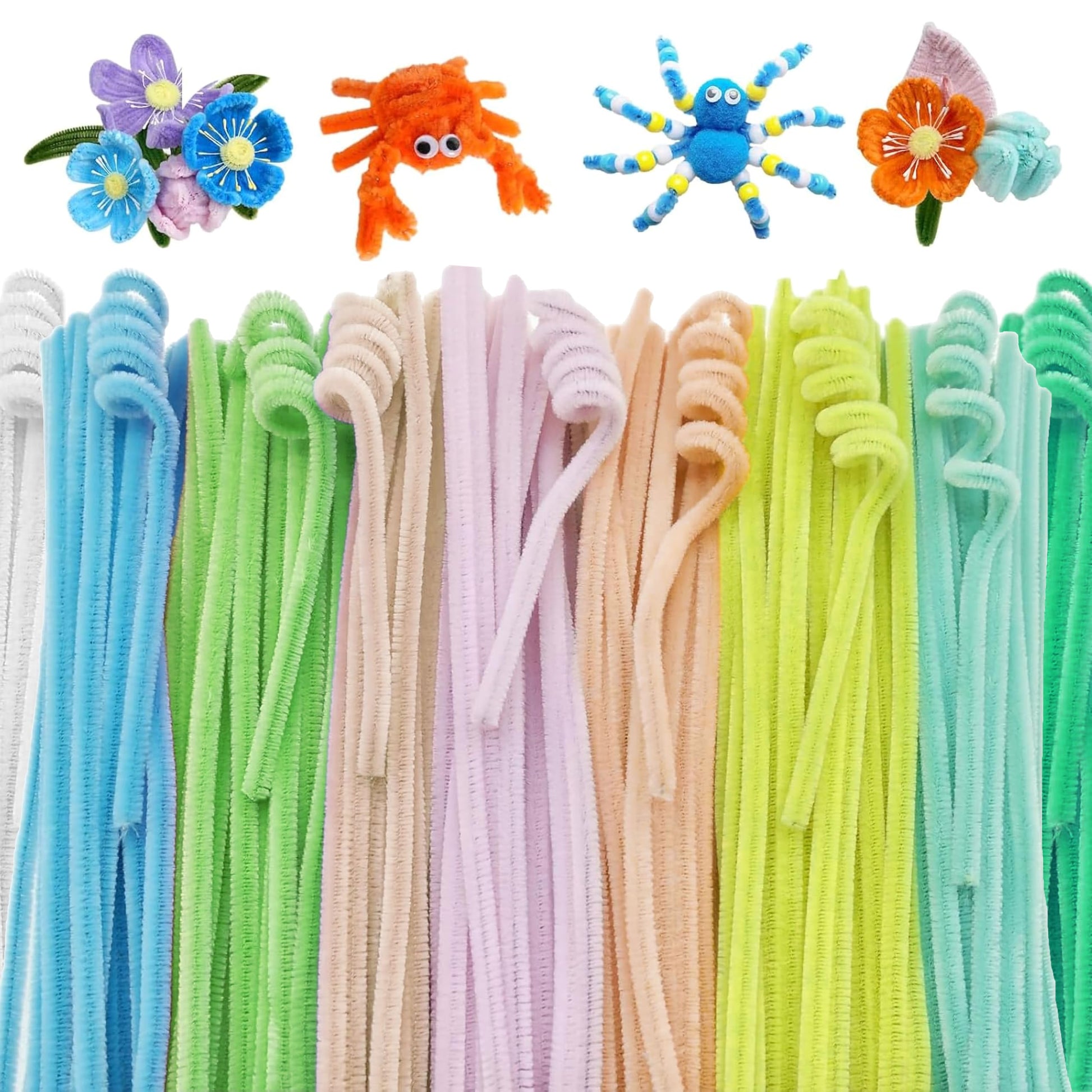 Pipe Cleaner for Craft Flower Kit, Pastel Chenille Stems Multicolour 100 Pcs product image