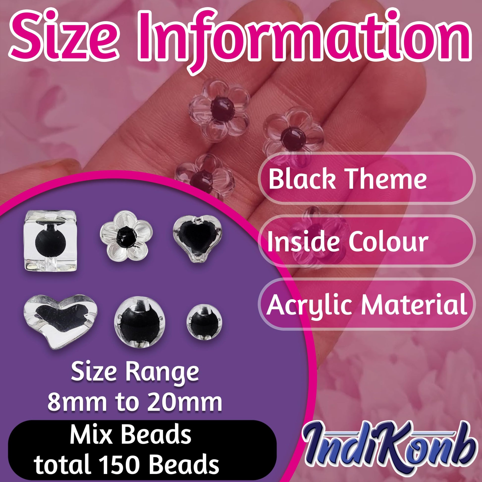 Necklace making and DIY jewellery projects can be finished with black 8mm - 20mm beads for handmade beadwork accent to handmade projects.