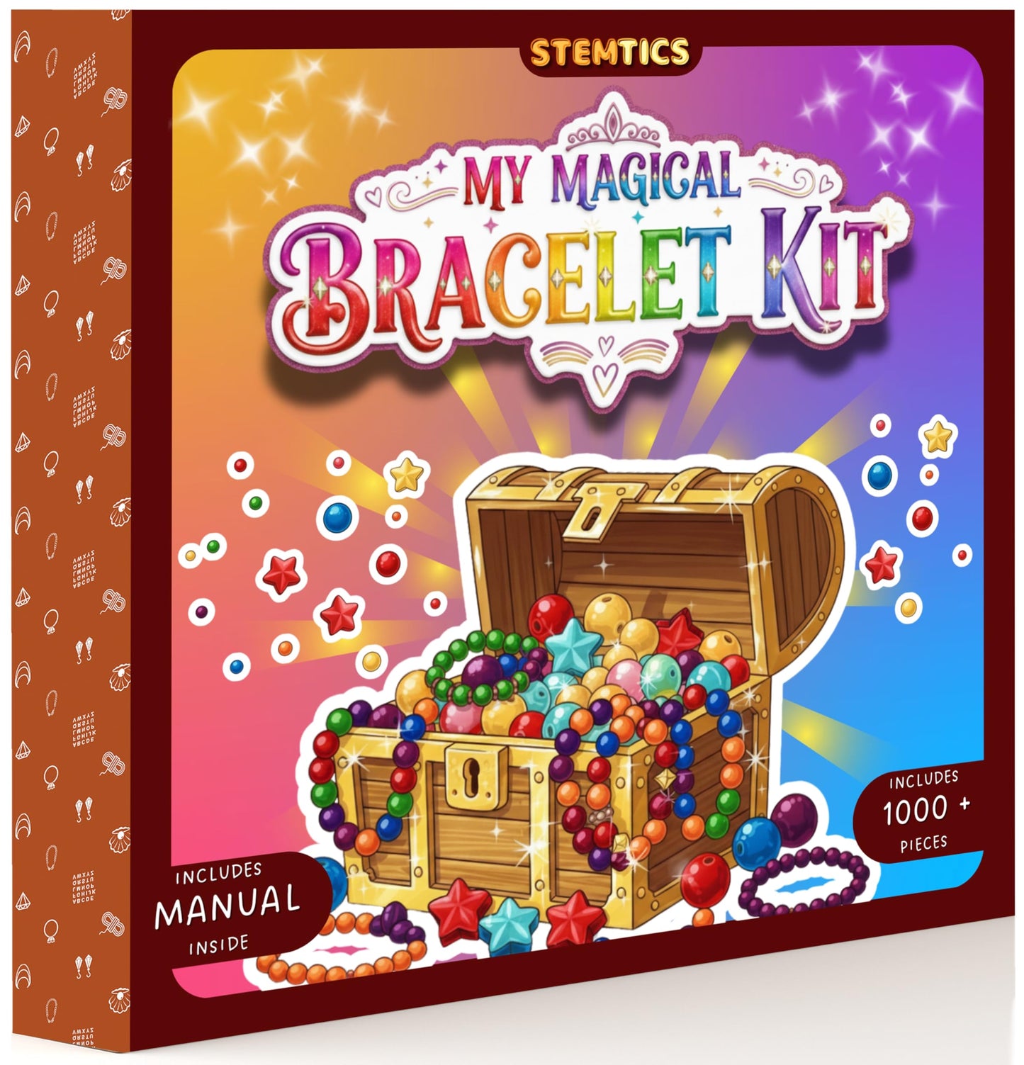 Multicolor Bracelet Making Set for Girls Age 8-12 Years Old with Beads Acrylic. Close-up image showing color, shape, finish, and texture details.