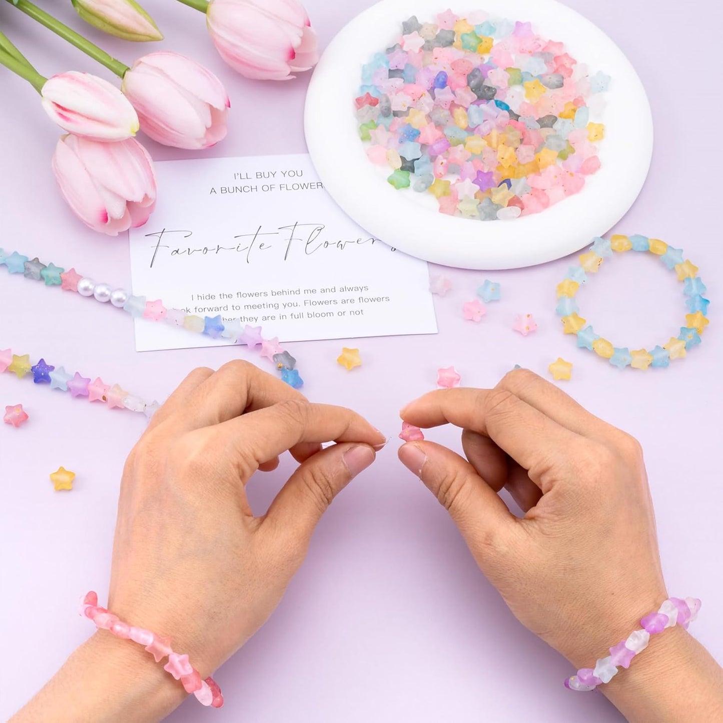 These playful star bead charms bring cute craft charm to phone charm craft and Korean-style jewelry.