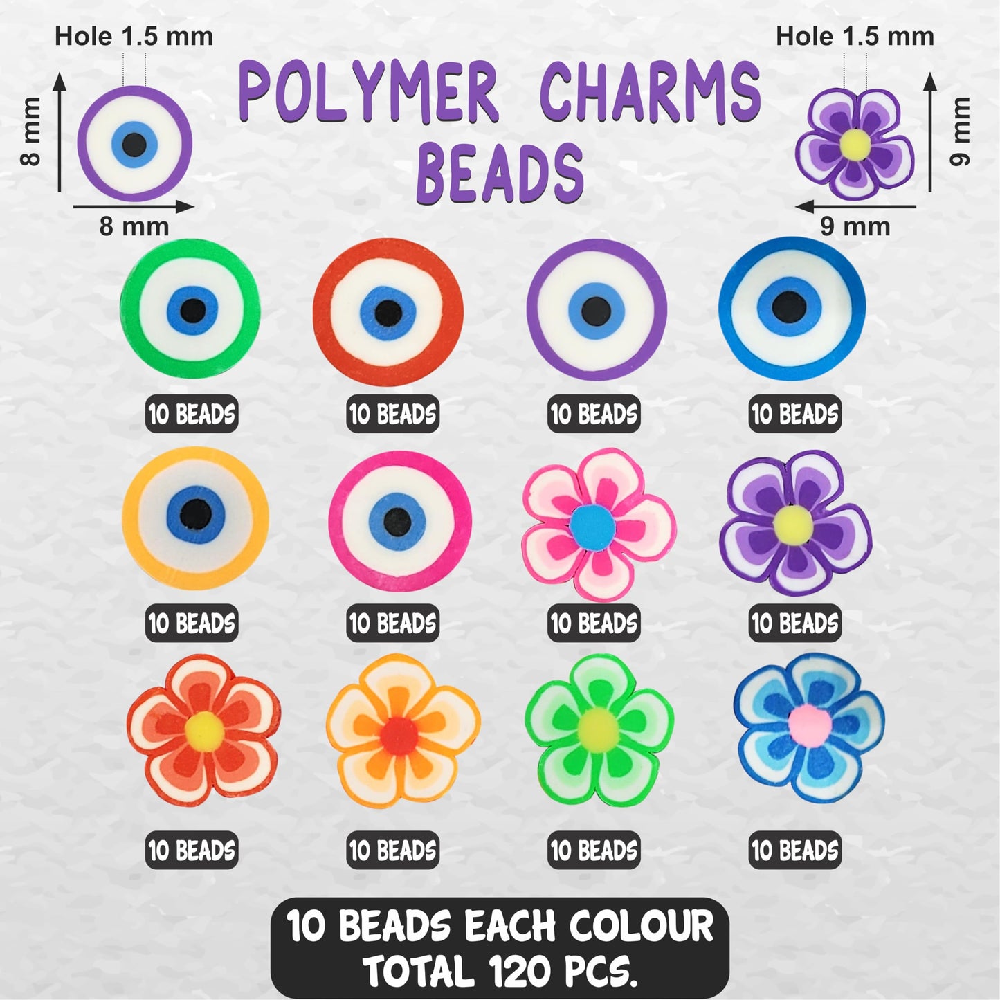 Multicolour acrylic beads help create handmade beadwork accent to handmade projects in necklace making and DIY jewellery projects.