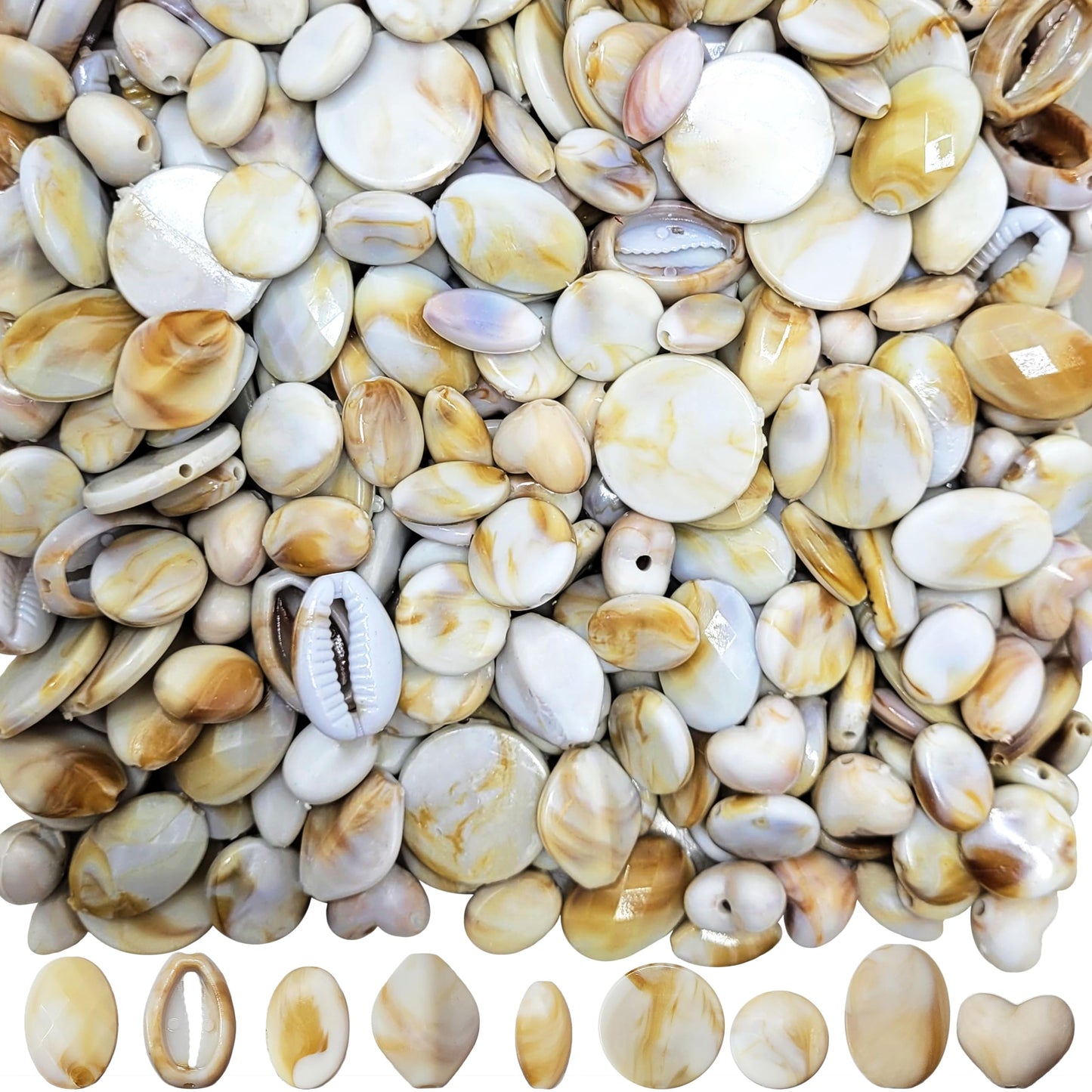 White brown 12mm to 20mm beads keep bracelet making, necklace making and DIY jewellery projects visually clean while adding clean decorative look.