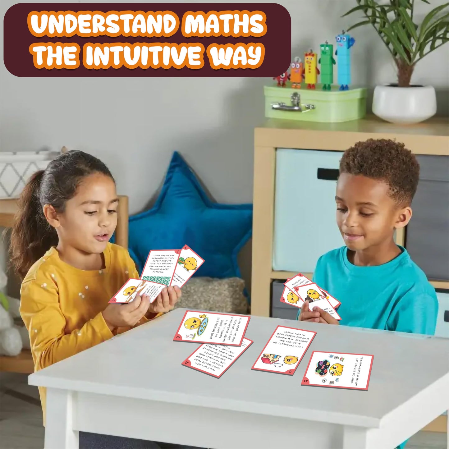 Multi-color Mathematics Flash Cards for Kids Set Paper. Packaging and contents image showing the full item set.