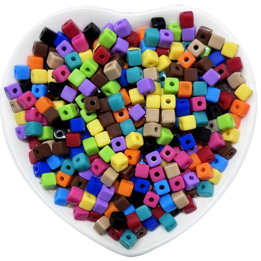 Build neat bracelet patterns and pony bead crafts with multicolor matte cube beads.
