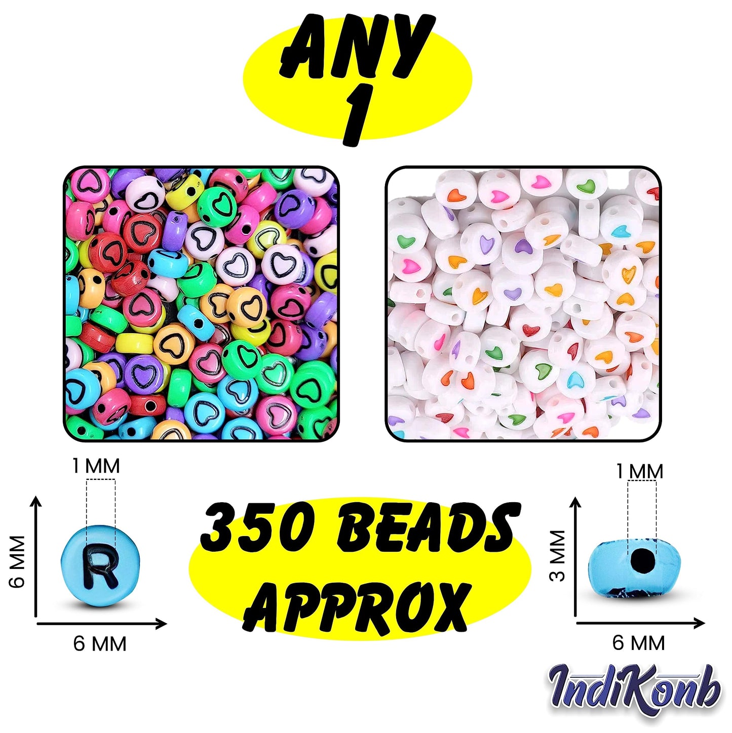 For neat results in handmade accessories and bracelet making, multicolour round and 6mm beads are a useful detail.