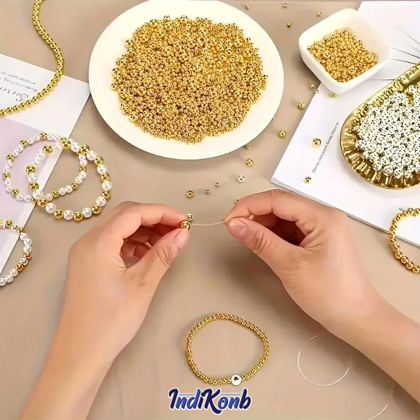 2500 Pcs Gold Color Beads for Jewelry Making Earring. Detailed product image showing size, surface, and material quality.