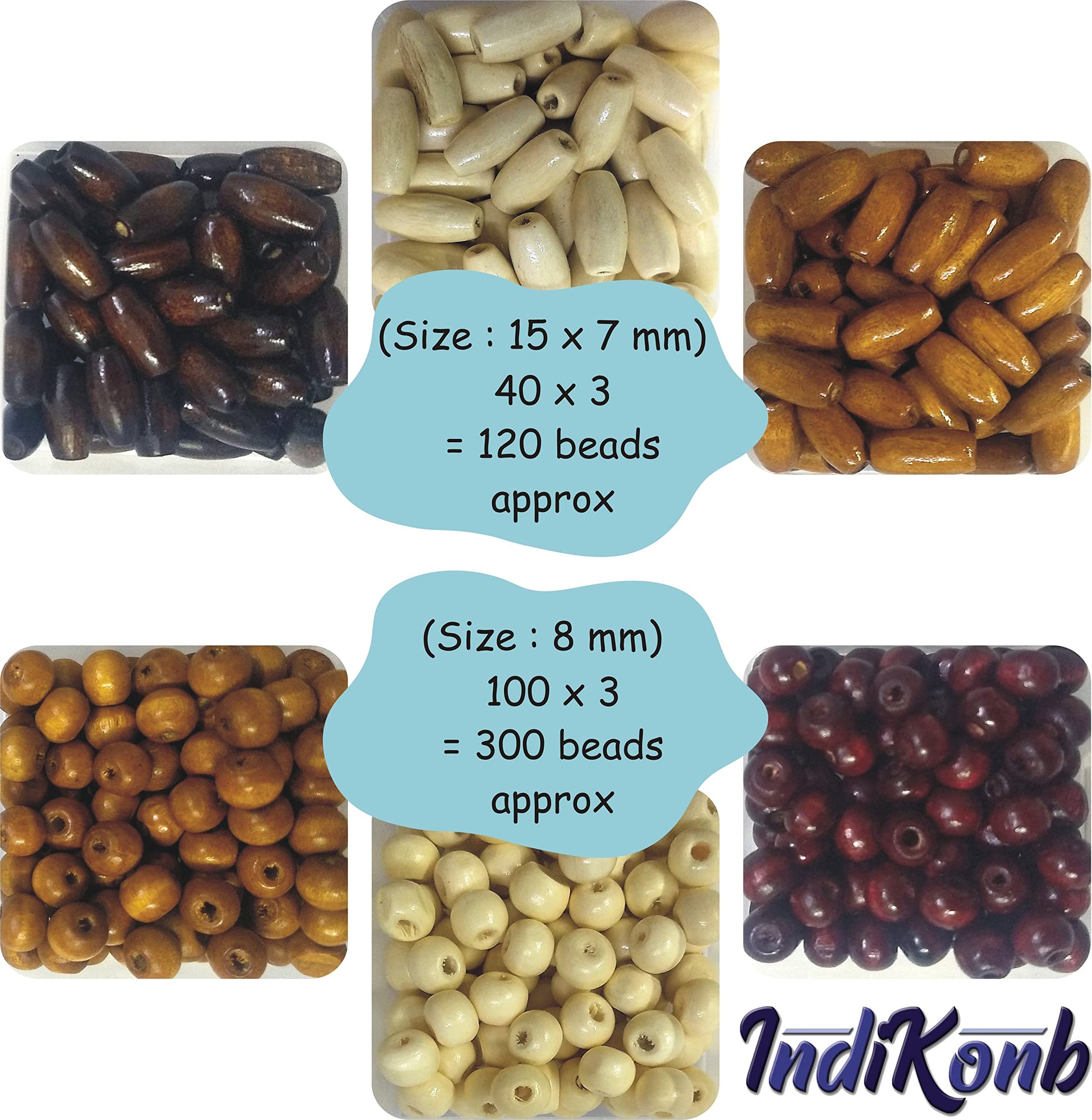 To add a neat decorative finish, place colored beads + wooden beads and brown 8mm and 8 mm beads into DIY jewellery projects, beading craft and decorative craft finishing.
