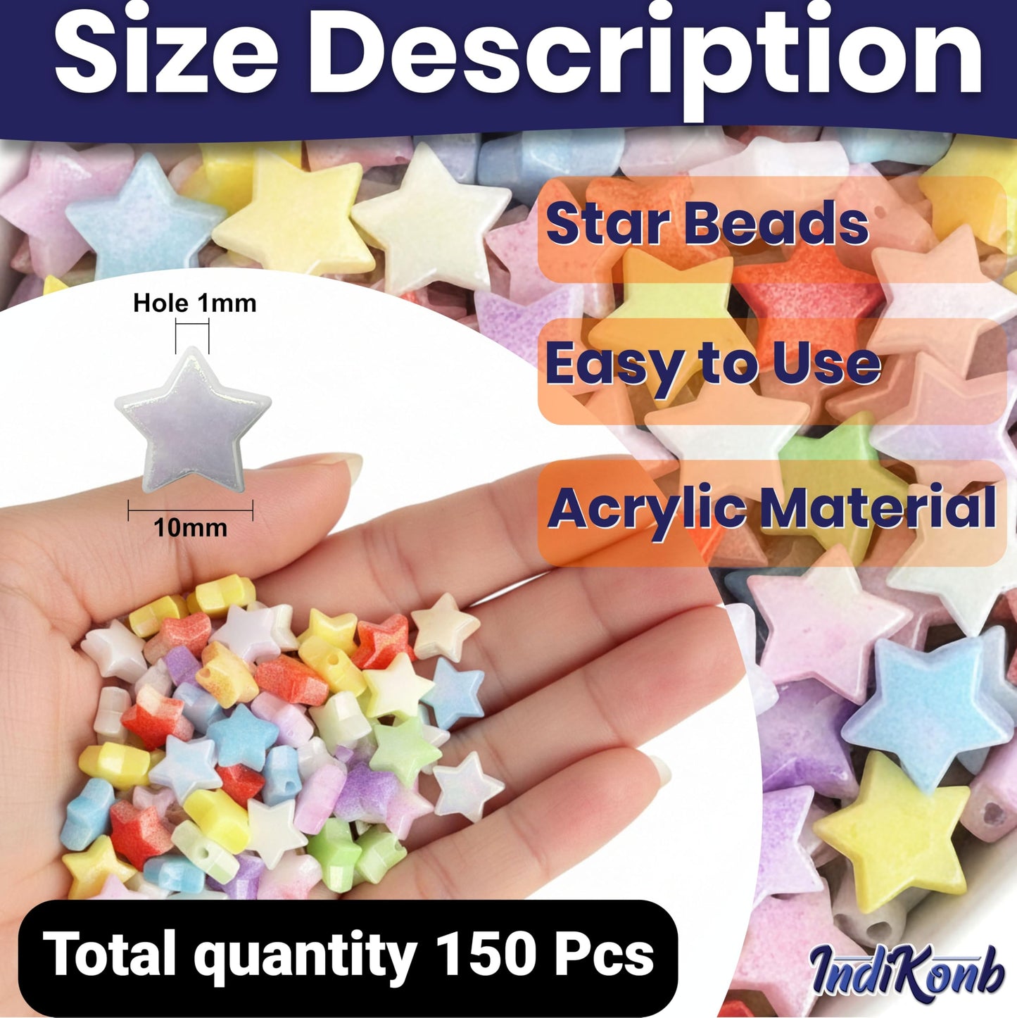Star Beads for Bracelet Making, 10mm Plastic Star Shaped Multicolor image 2