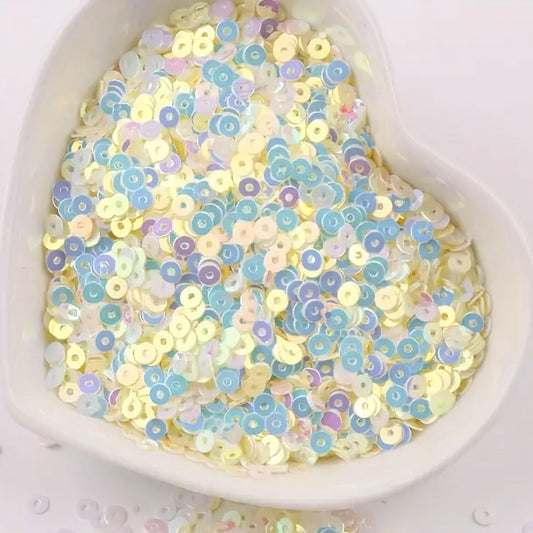 White 4mm sequins round shape 4mm sitara sequins with holes add useful detail to Embroidery for embroidery, craft decoration and fabric embellishment.
