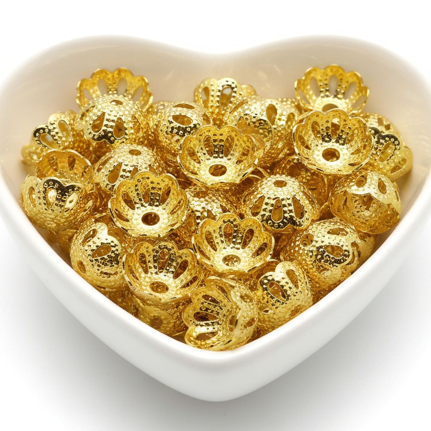 Golden Bead Caps for Jewellery Making, Assorted Metal Flower product image
