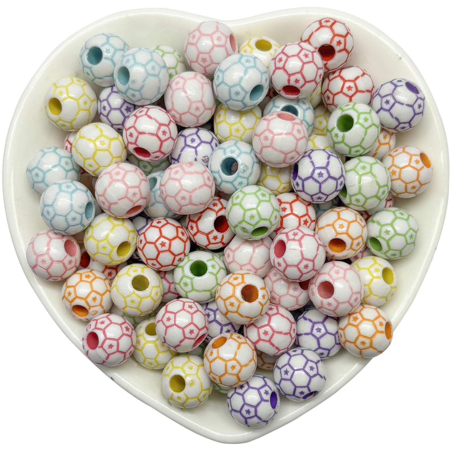 Colorful football design beads for jewelry making crafts