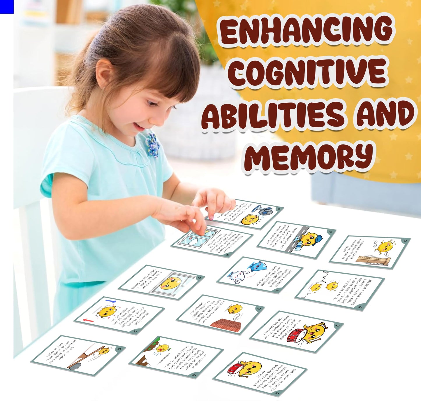 Multi-color Physics Science Flash Cards for Kids Set Paper. Packaging and contents image showing the full item set.