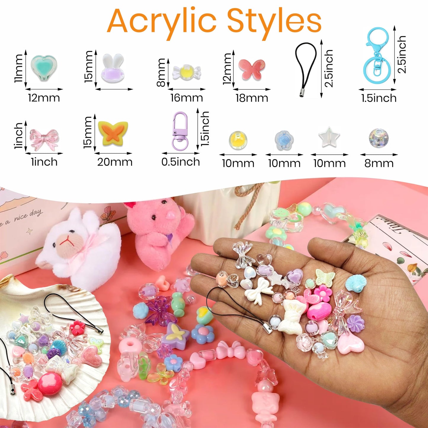 DIY Phone Charm Making Kit, Lucky Scoop Beads Set, Includes MULTICOLOUR 03 image 3