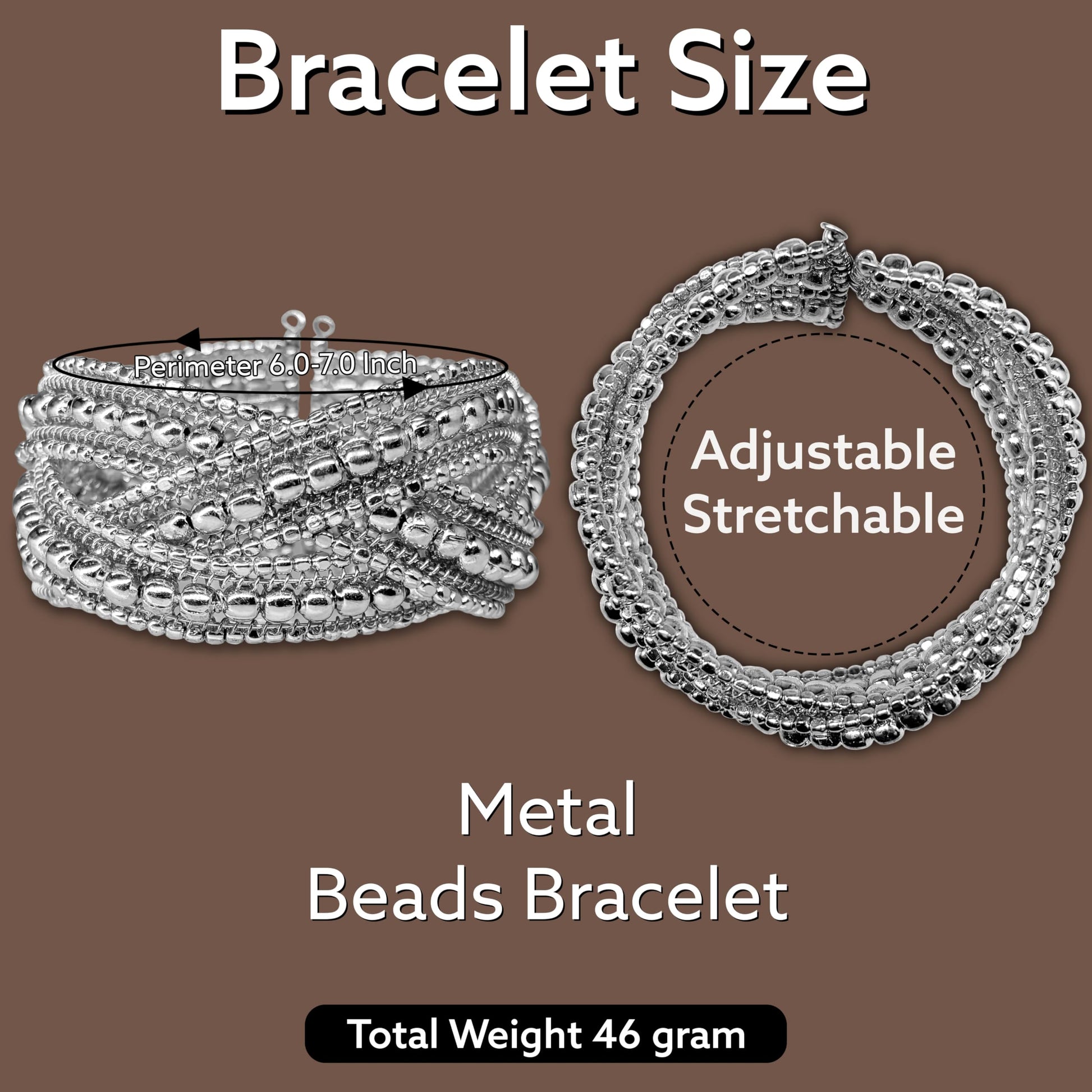 Cuff Bracelet for Girls & Women, Multilayer Kada, Hand SILVER image 5