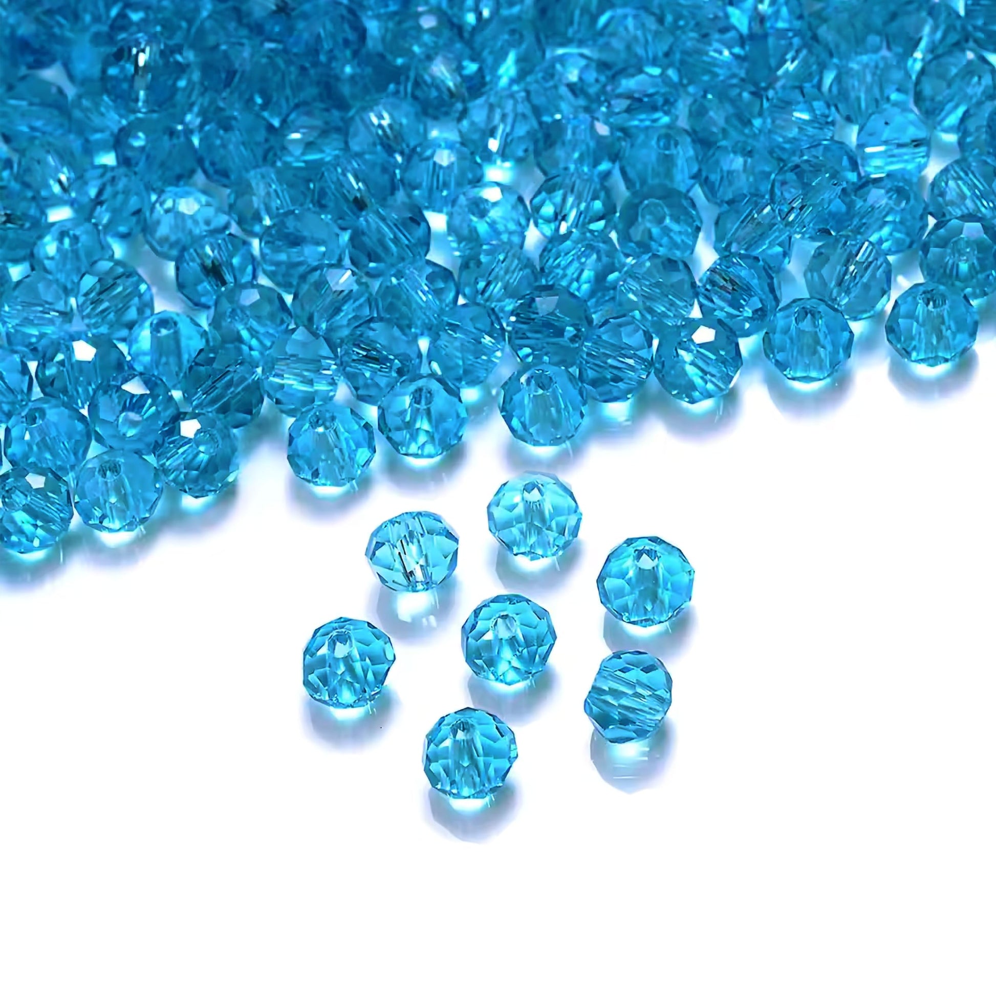 Bracelet making, necklace making and DIY jewellery projects benefits from sea blue and transparent 6mm and 90 grams beads and clean decorative look.