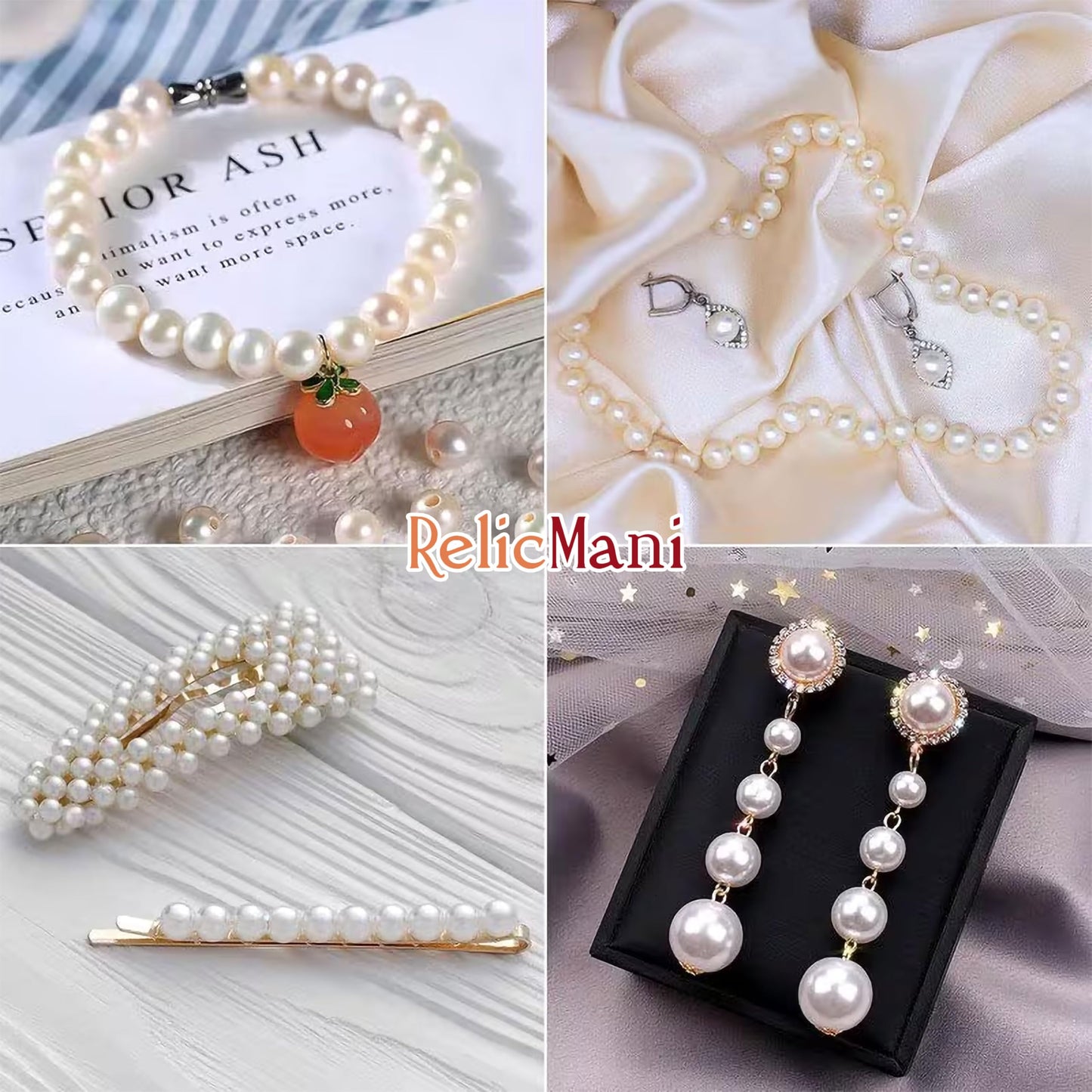 White Pearl Beads Set 5mm 6mm 8mm 10mm for Jewellery Making image 5