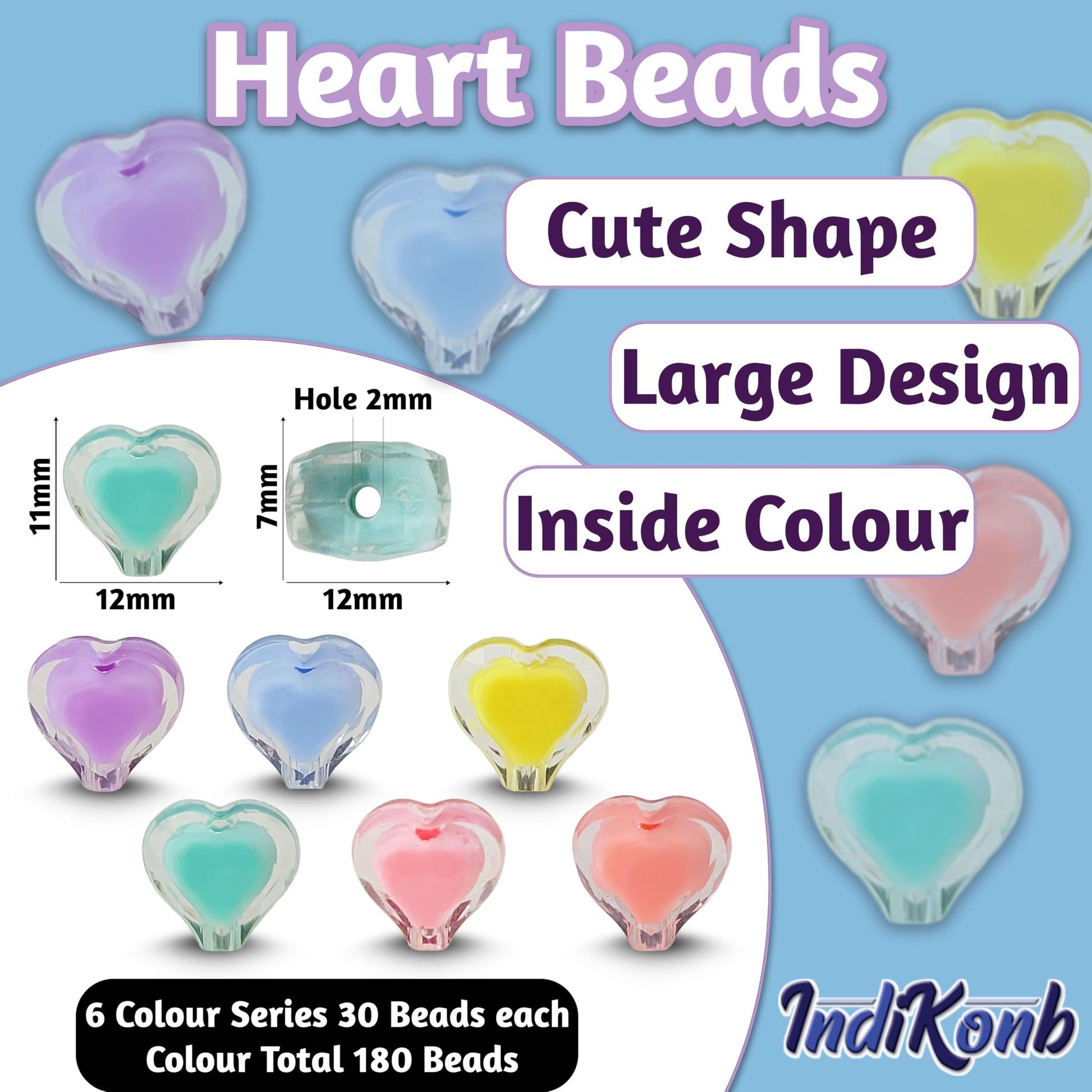 Necklace making and DIY jewellery projects can look sharper with heart beads and multicolour plastic and acrylic beads.