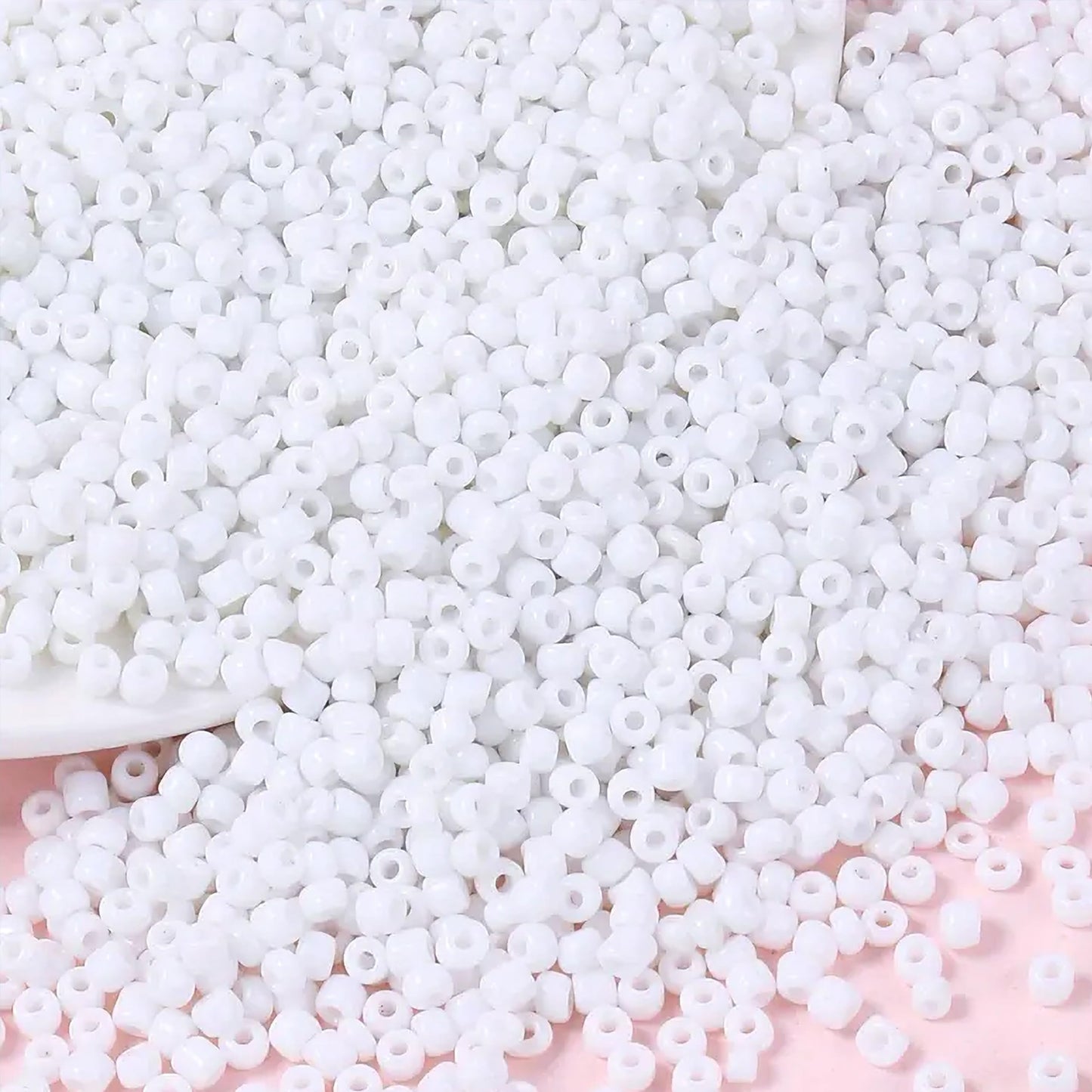 White 3mm and 3 mm beads help shape a polished result for bracelet making, necklace making and DIY jewellery projects.