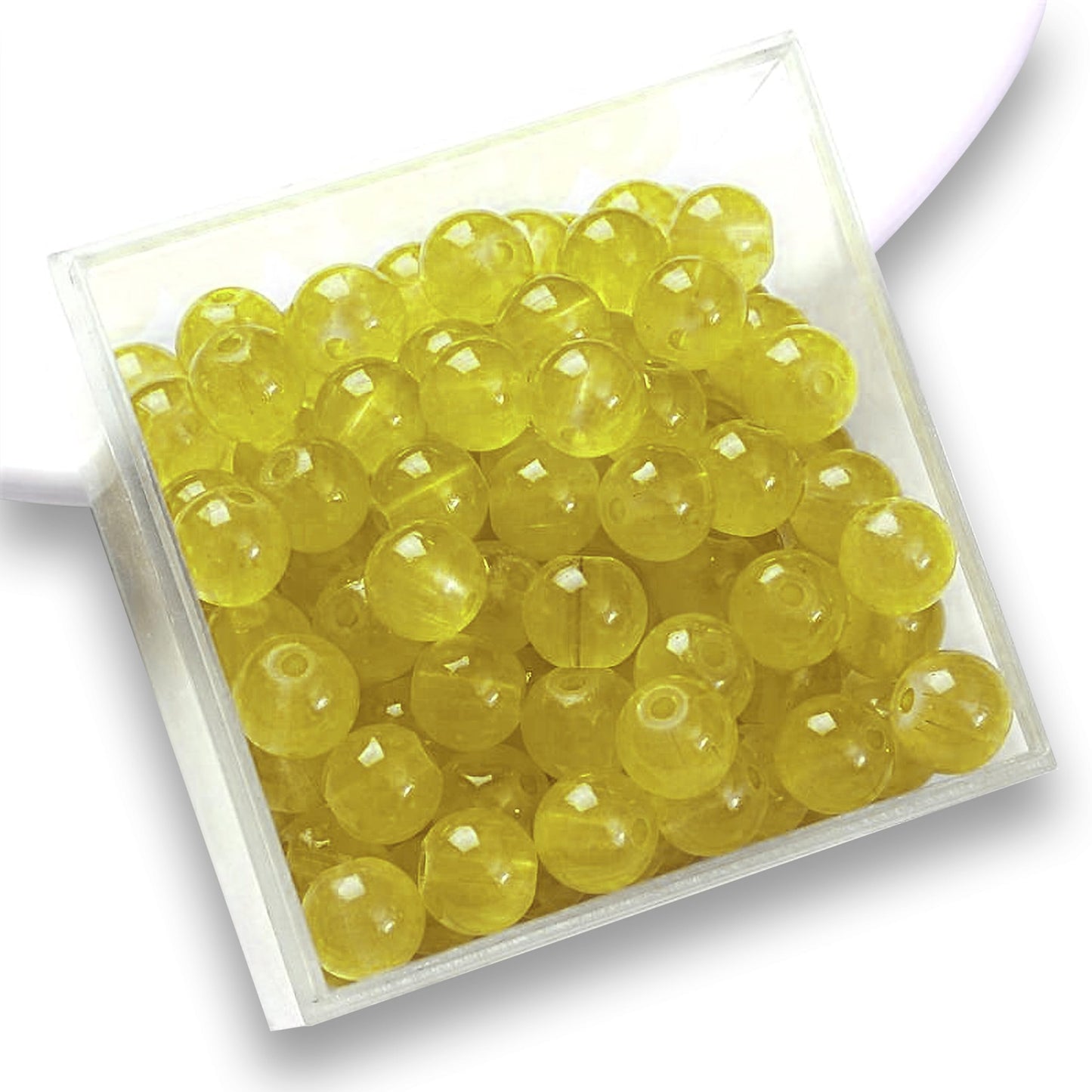 For bracelet making, necklace making and DIY jewellery projects, dark yellow and pearl 8mm beads add a balanced decorative detail.