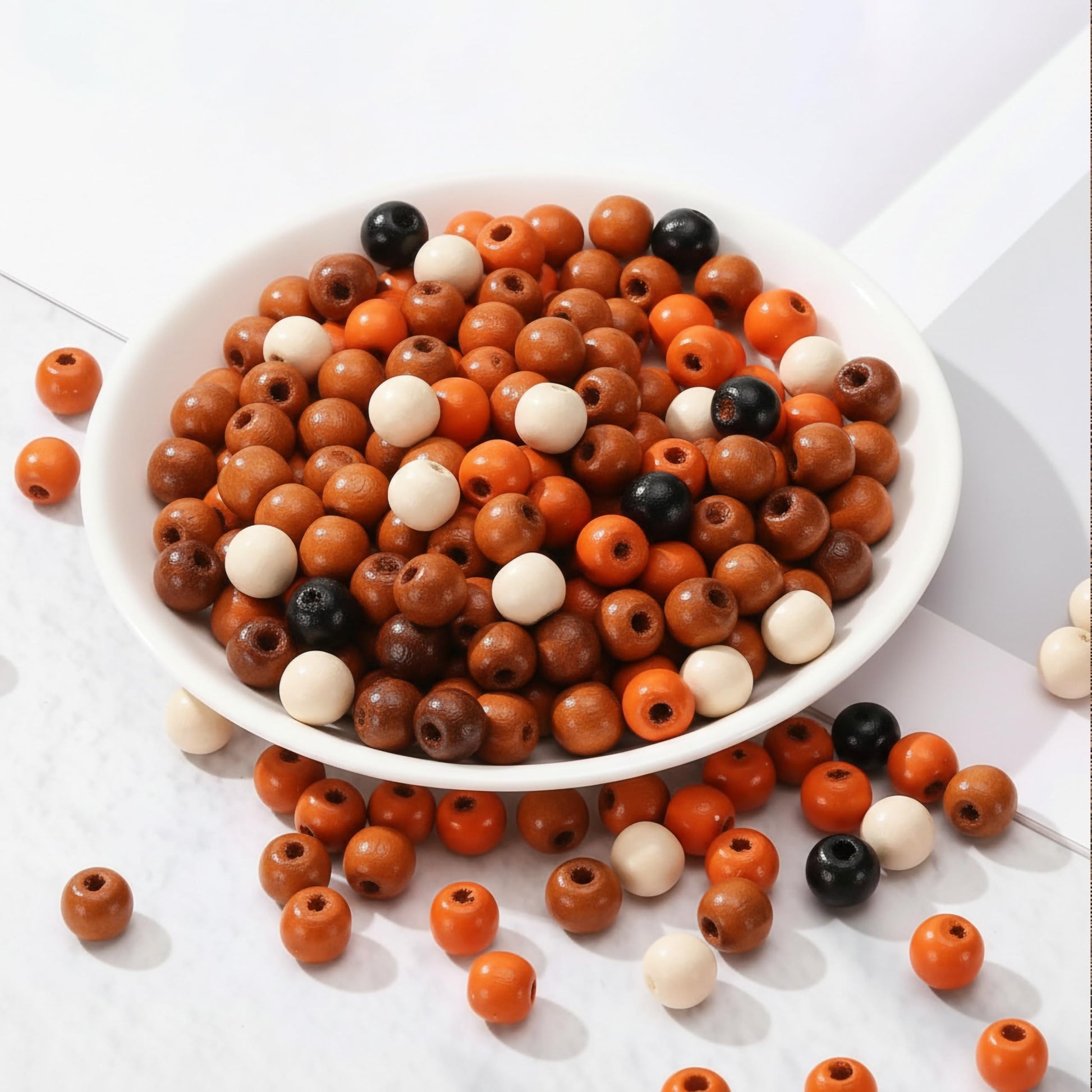 Round Wooden Beads for Jewelry Making & Craft, Assorted Multicolor image 4