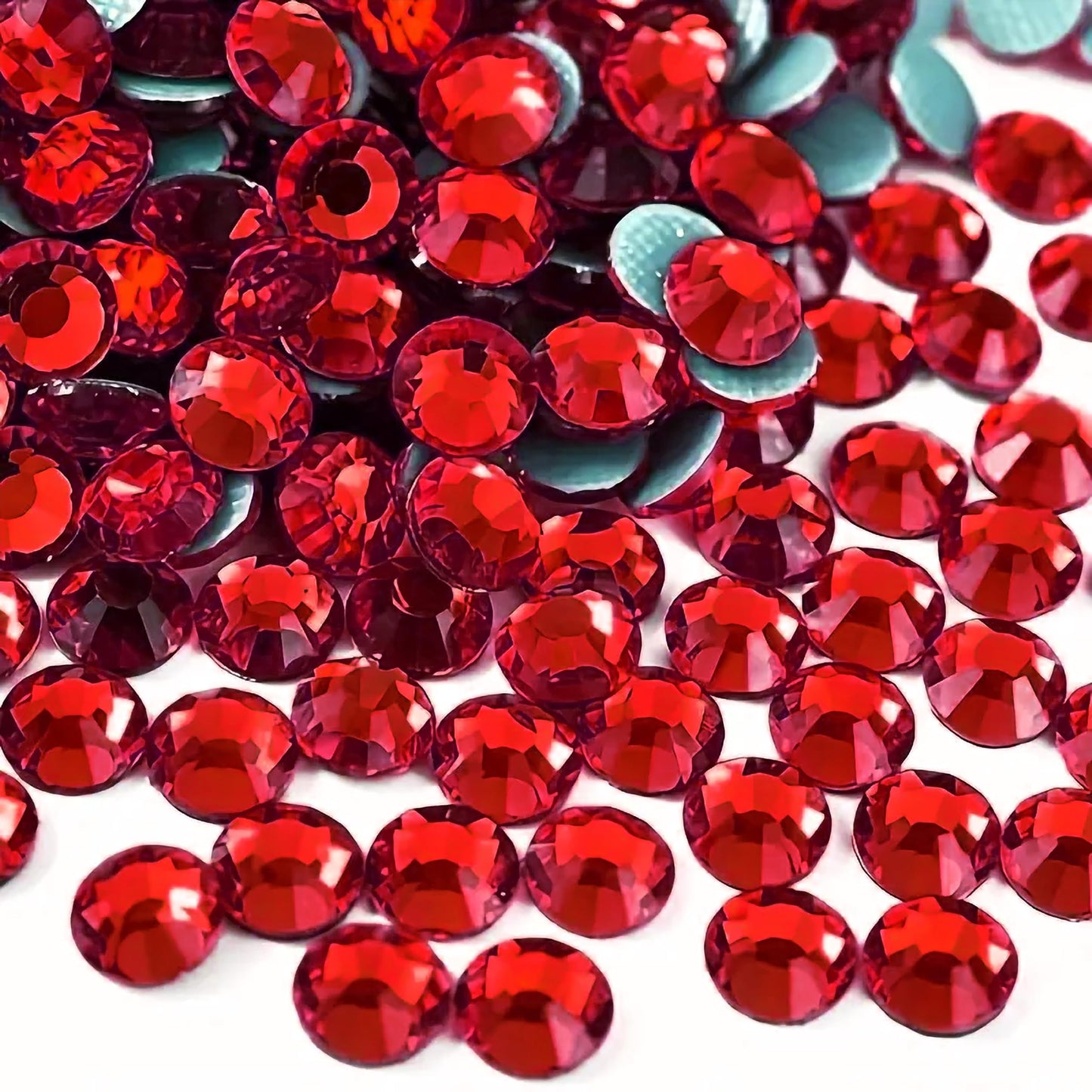 Red 4mm and multicolour 4mm, 5mm, 6mm rhinestones and flatback stones fit into embellishment work, Lippan art and fabric decoration without making the design feel heavy.