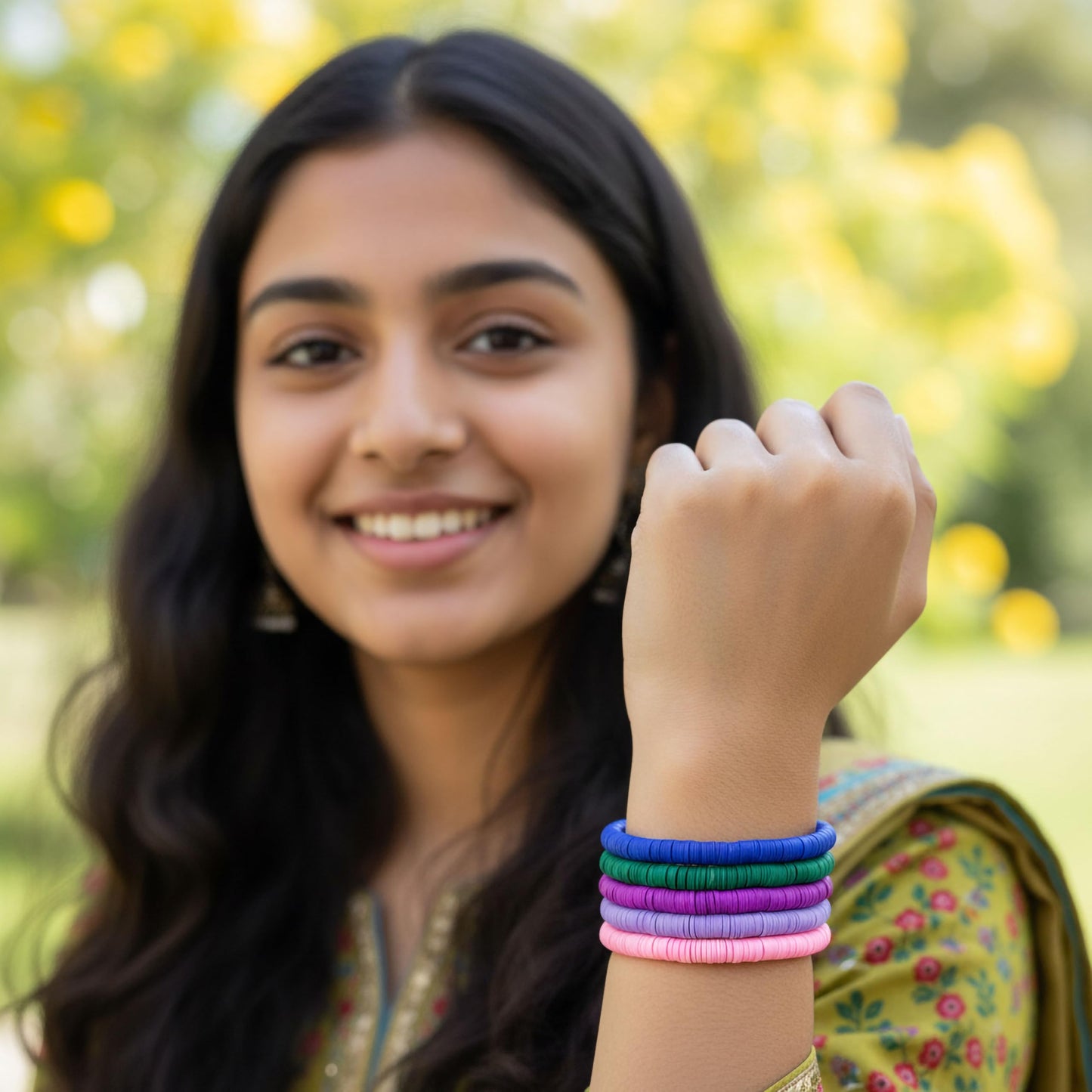 Preppy Heishi Surfer Bracelet Set for Teenage Girls Multicolour 8 Piece image 2