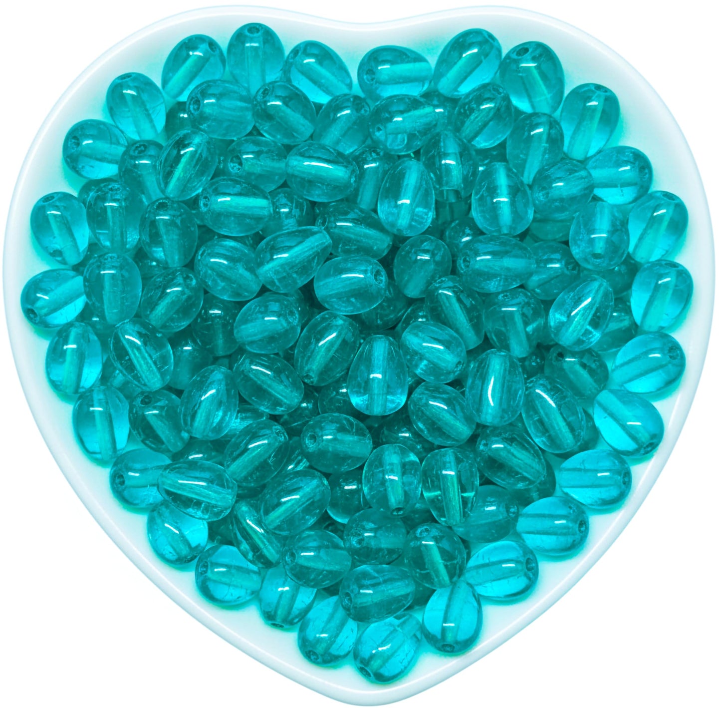 Create delicate hanging details for charms and anklets using 10x6mm cyan drop-shaped glass beads.